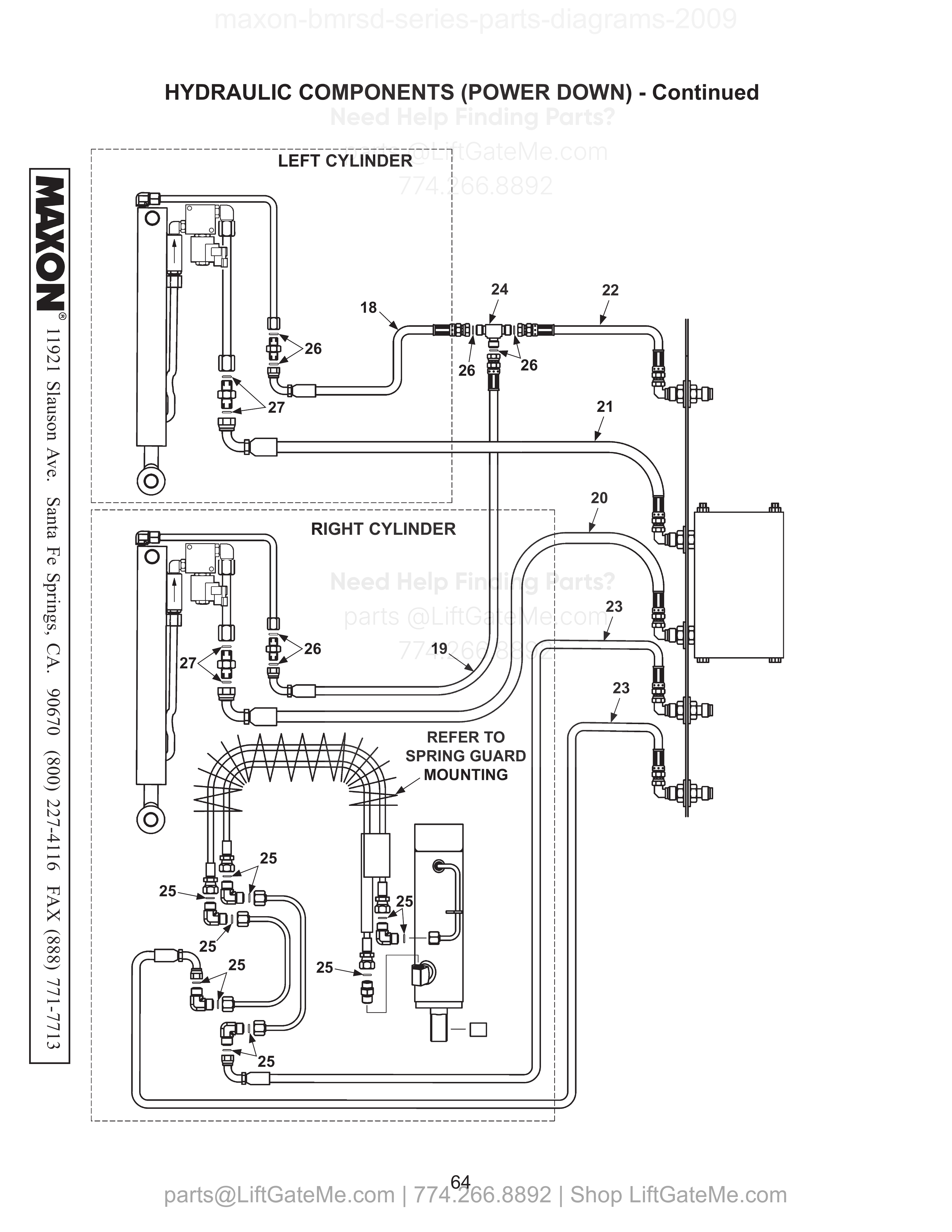 HYDRAULIC COMPONENTS (POWER DOWN) - Continued diagram