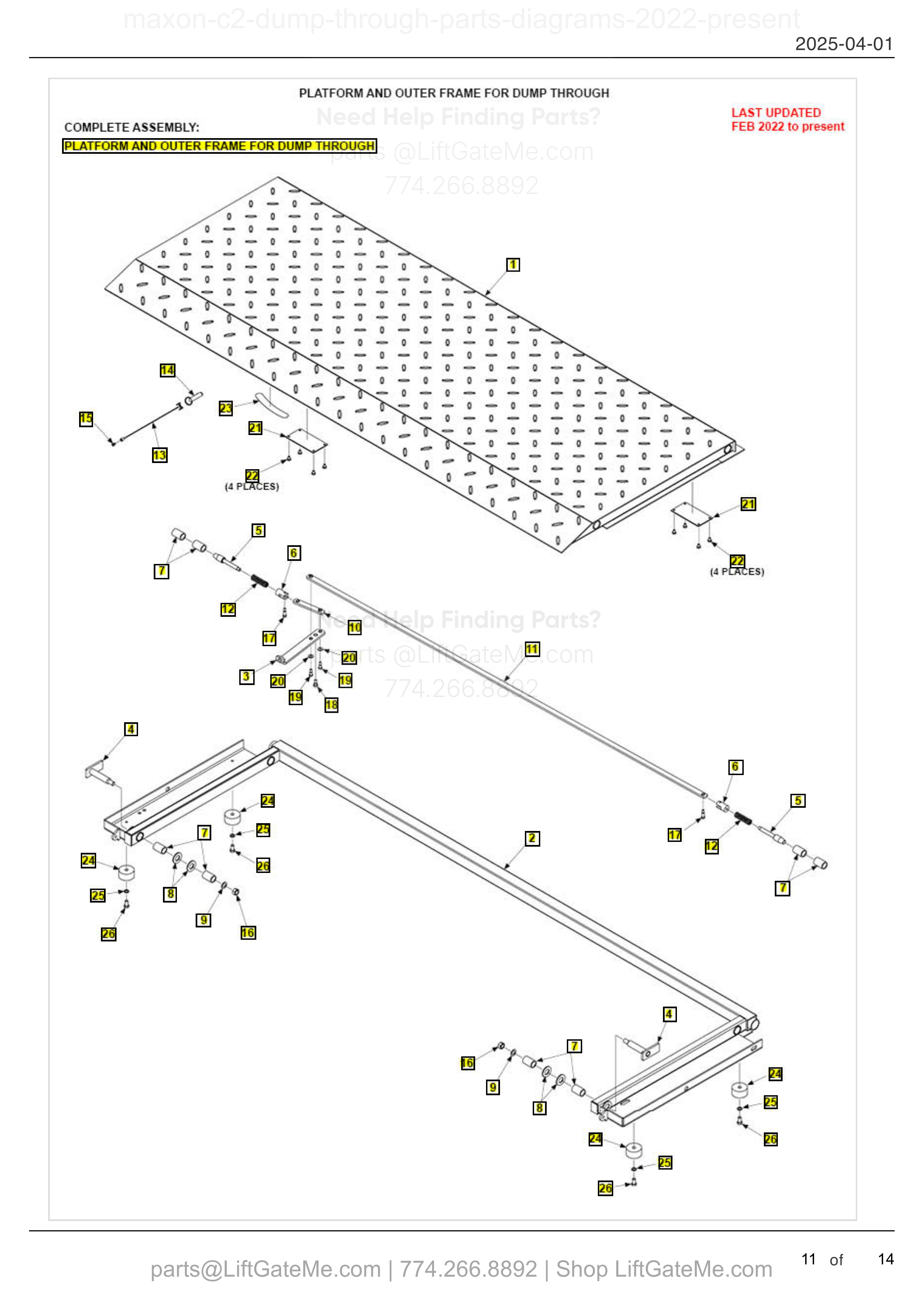 PLATFORM AND OUTER FRAME FOR DUMP THROUGH diagram