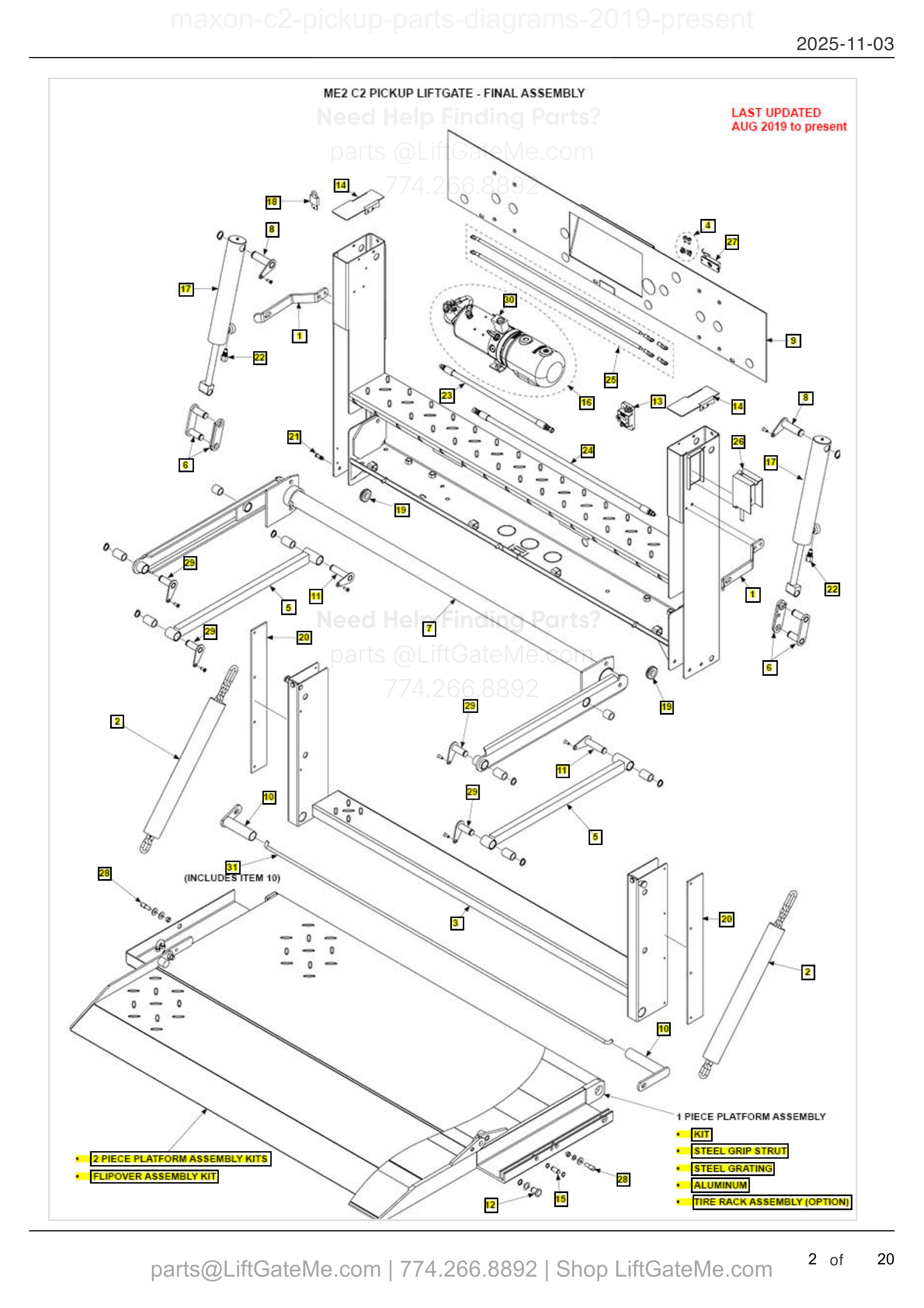 ME2 C2 PICKUP LIFTGATE - FINAL ASSEMBLY diagram