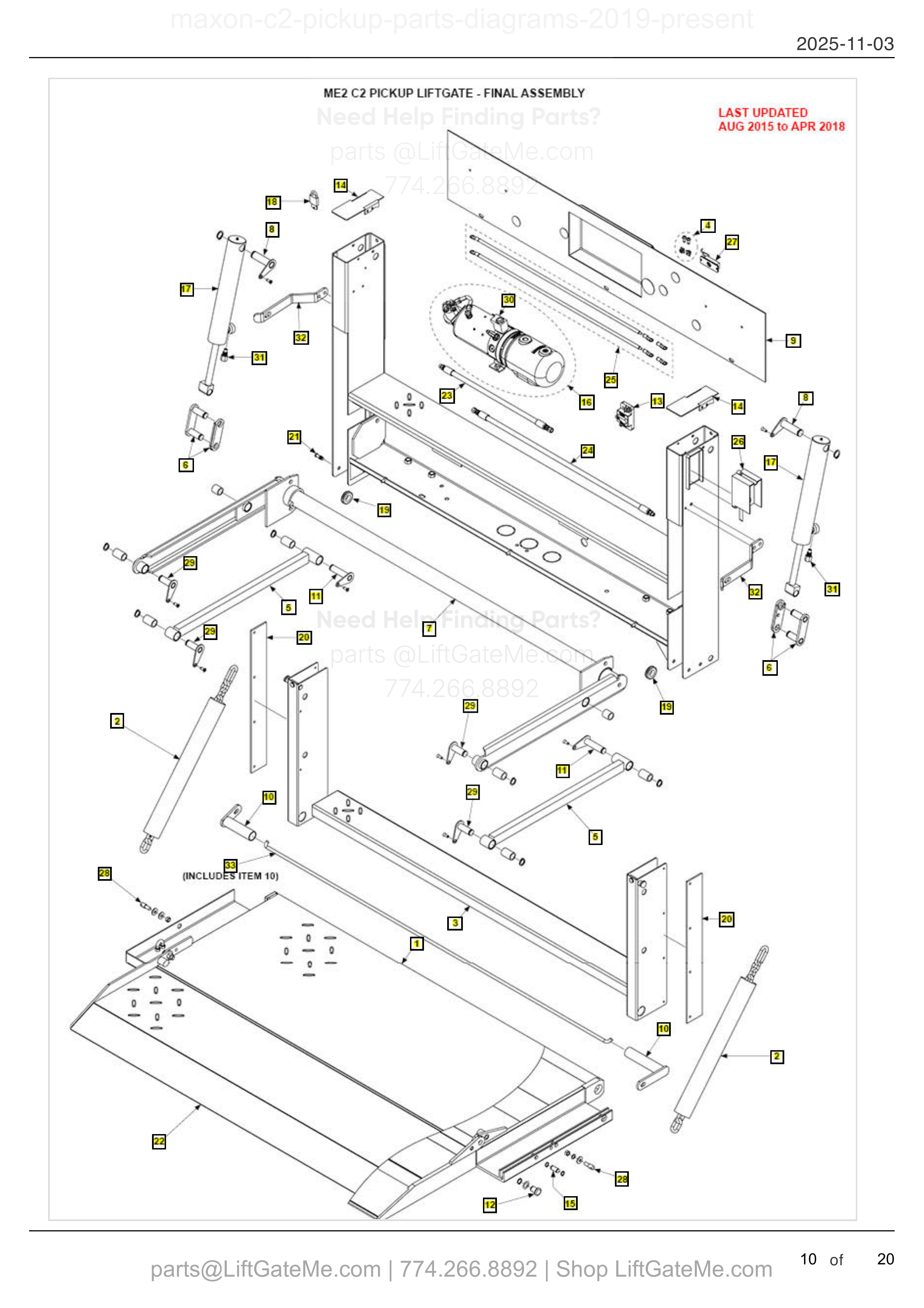 ME2 C2 PICKUP LIFTGATE - FINAL ASSEMBLY diagram