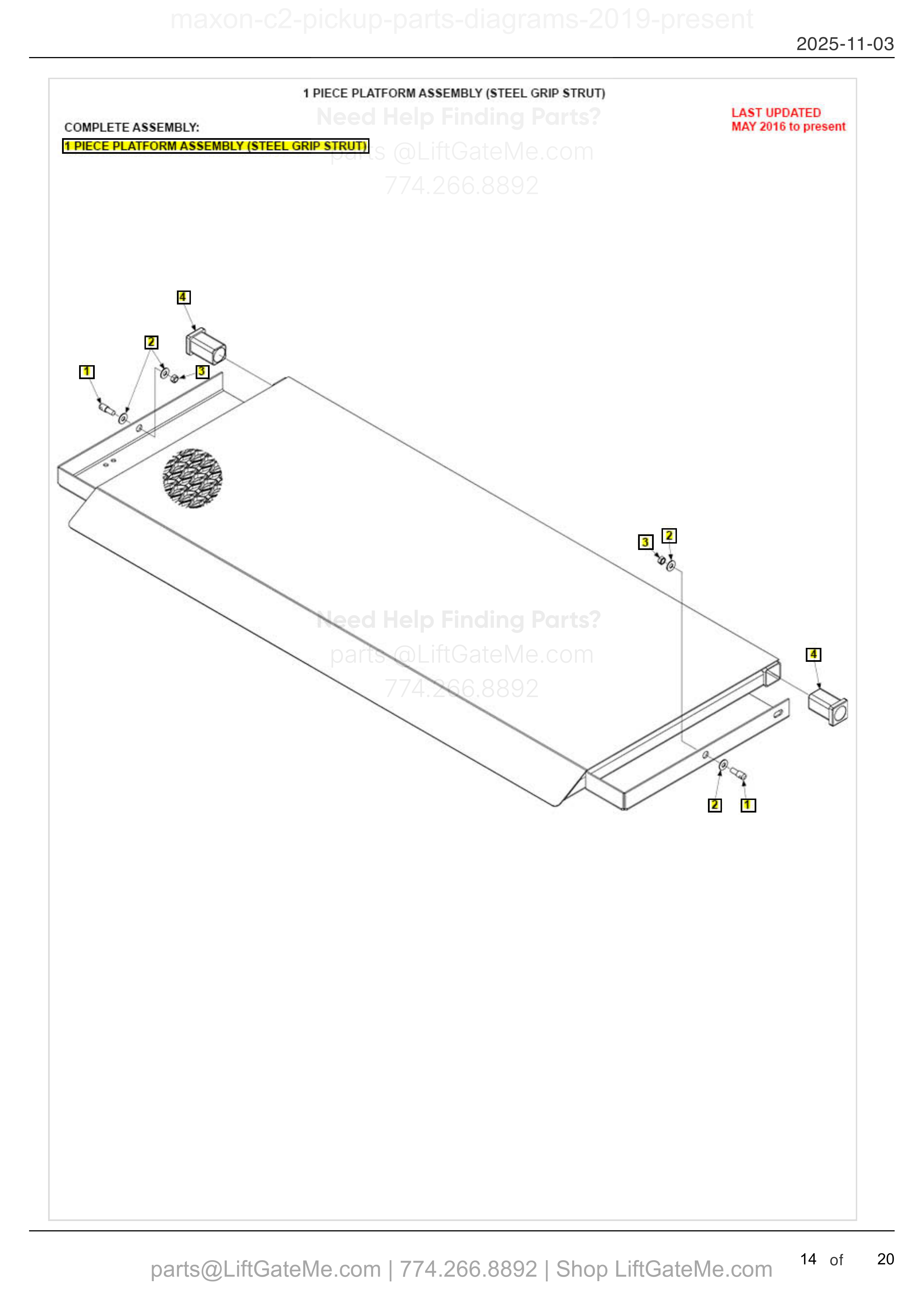 1 PIECE PLATFORM ASSEMBLY (STEEL GRIP STRUT) diagram