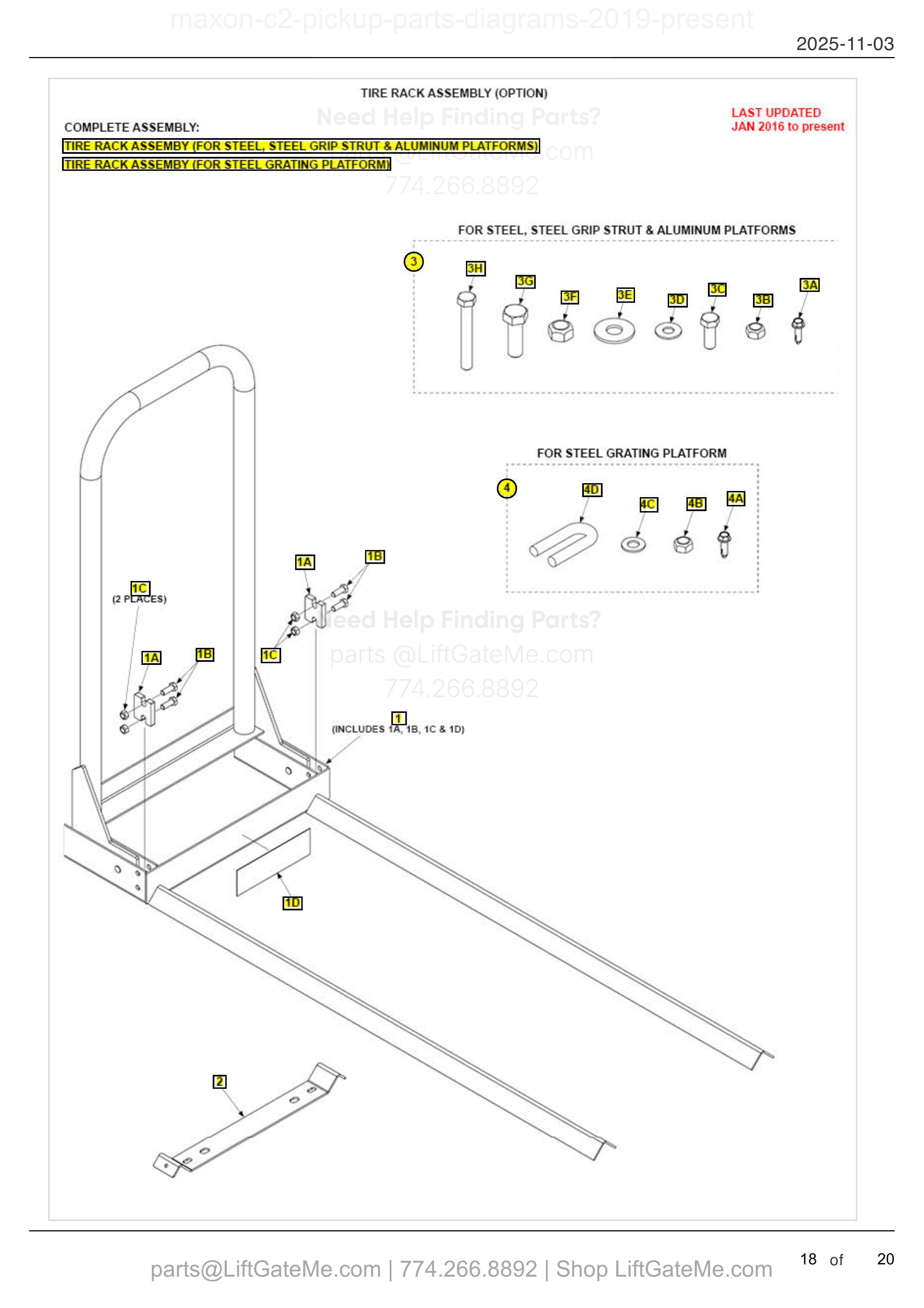 TIRE RACK ASSEMBLY (OPTION) diagram