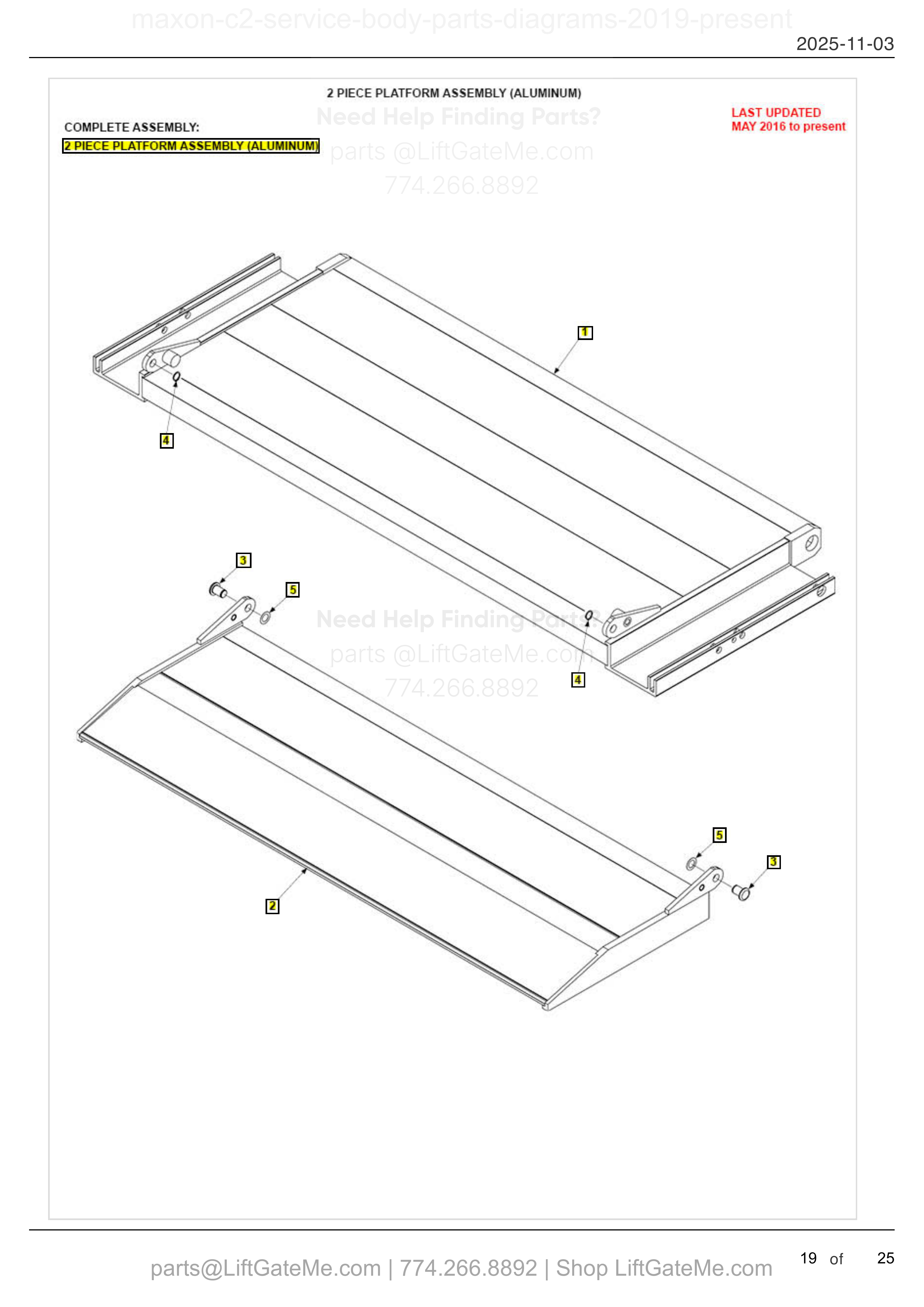 2 PIECE PLATFORM ASSEMBLY (ALUMINUM) diagram
