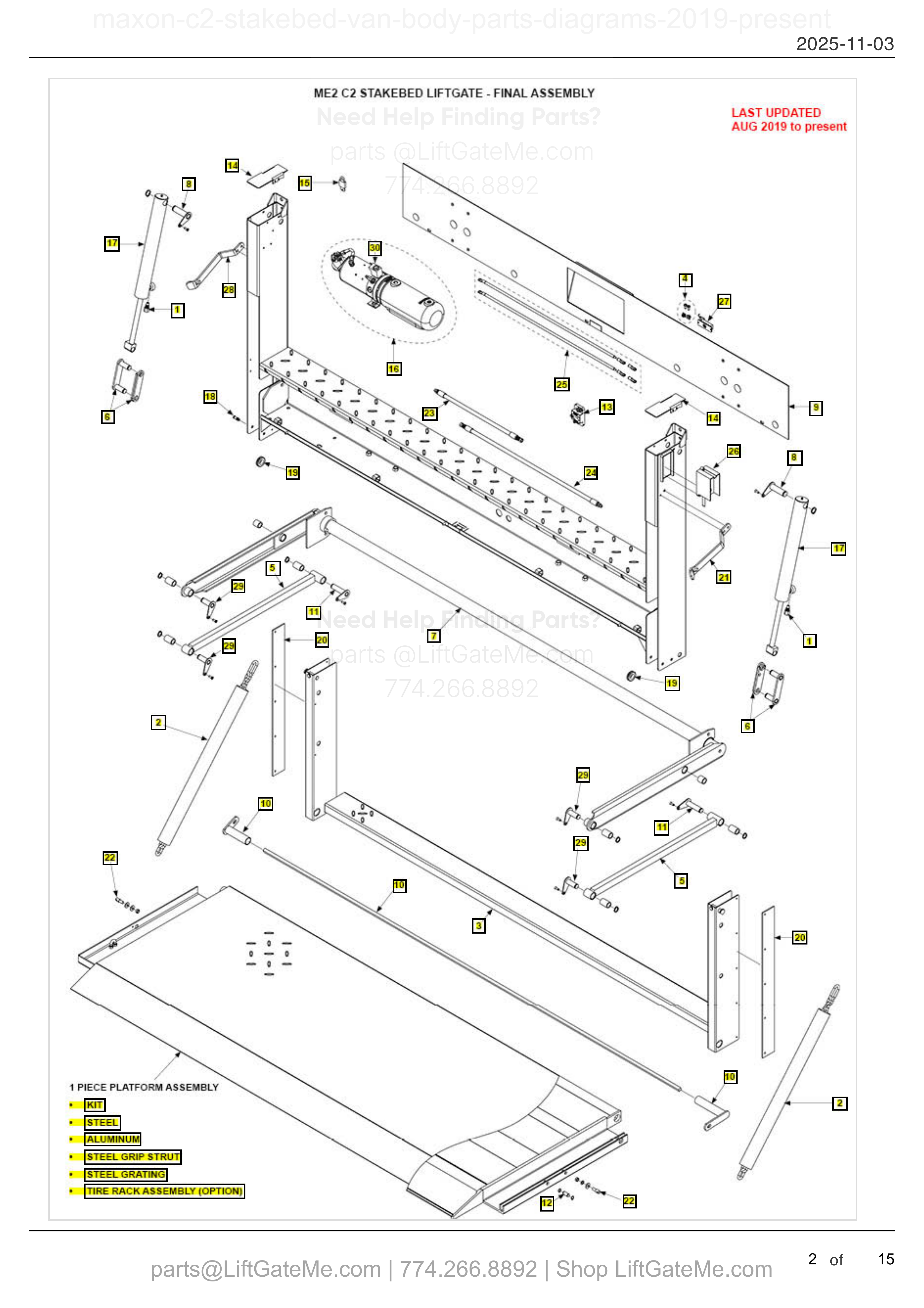 ME2 C2 STAKEBED LIFTGATE - FINAL ASSEMBLY diagram