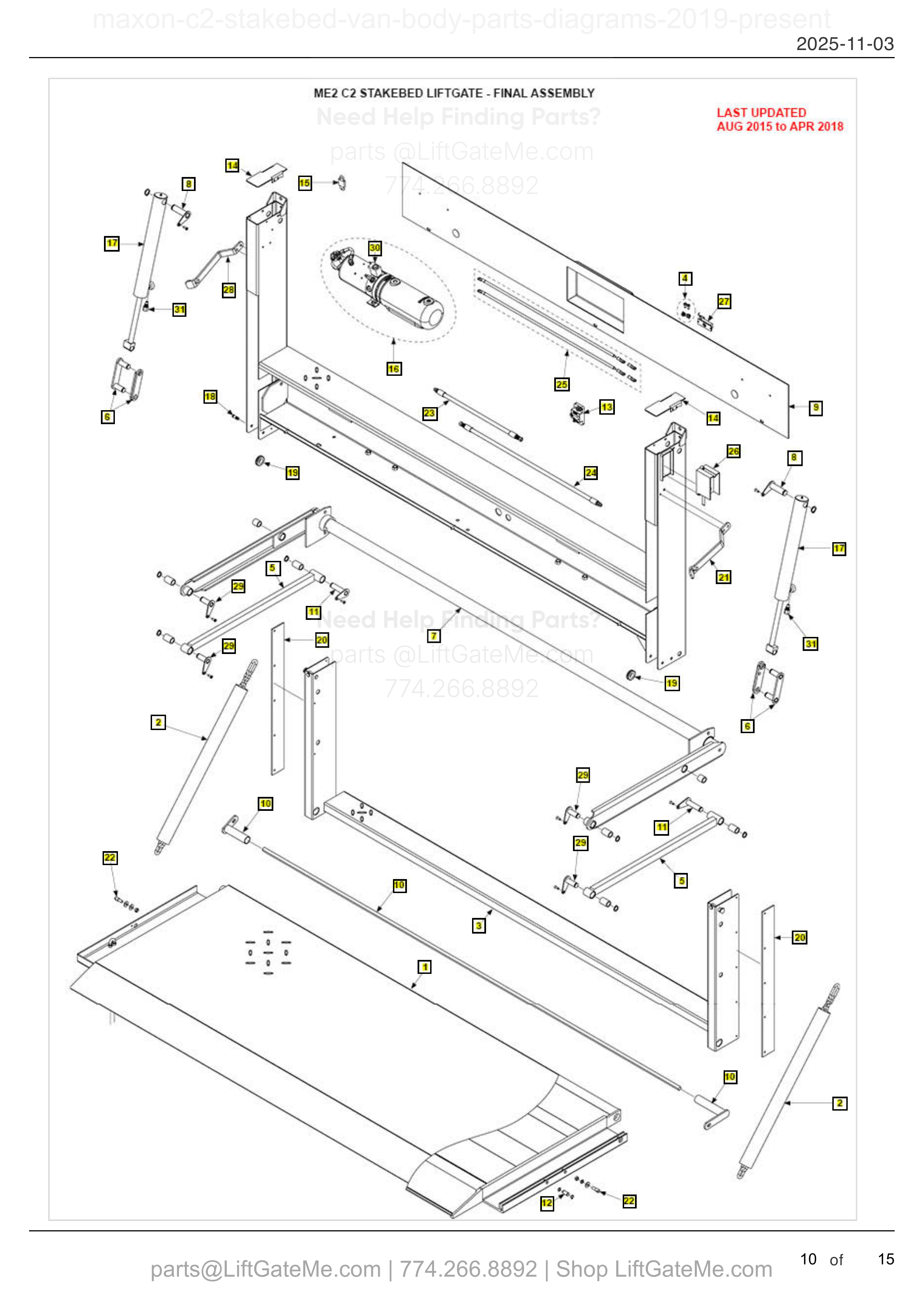 ME2 C2 STAKEBED LIFTGATE - FINAL ASSEMBLY diagram