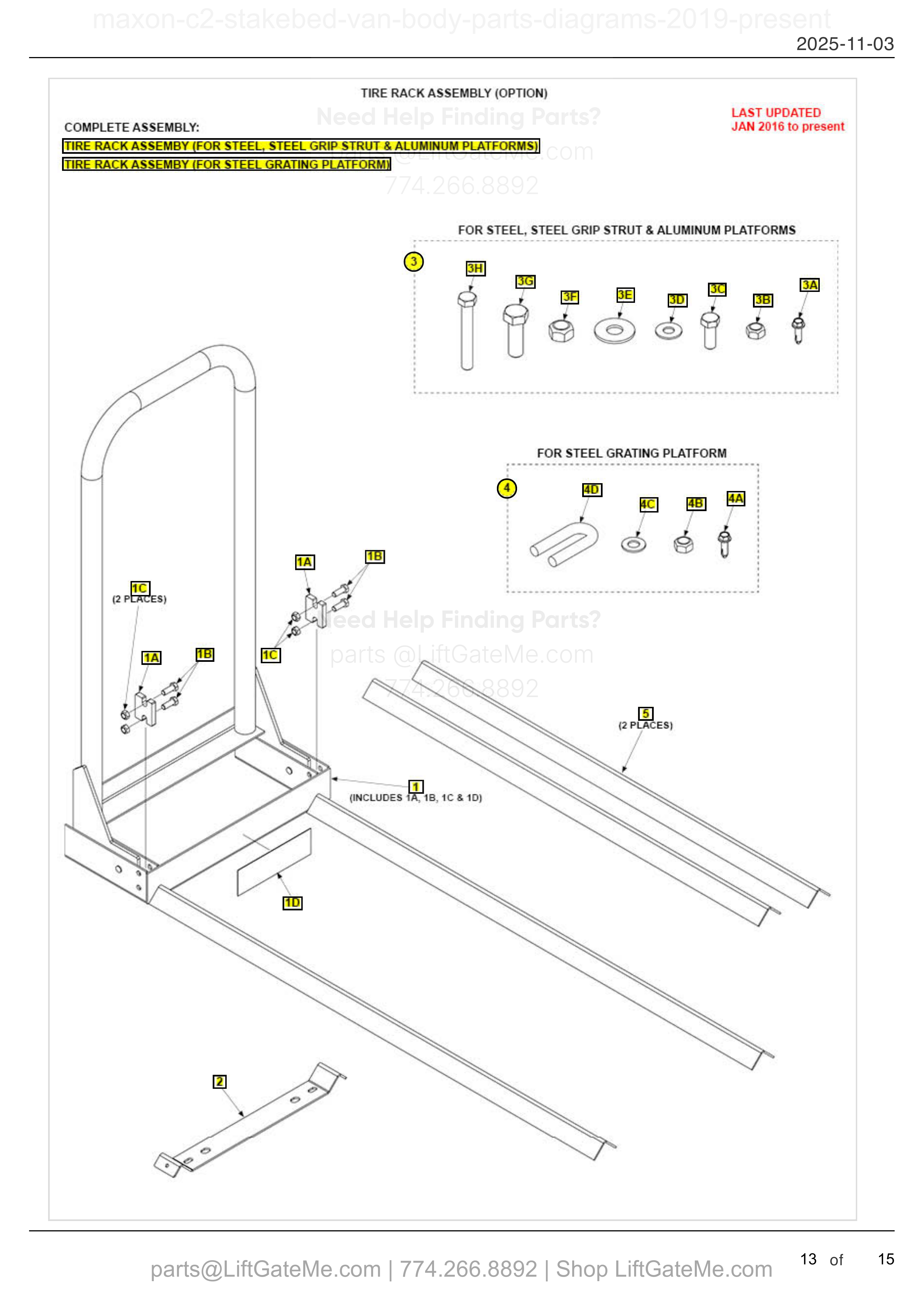 TIRE RACK ASSEMBLY (OPTION) diagram