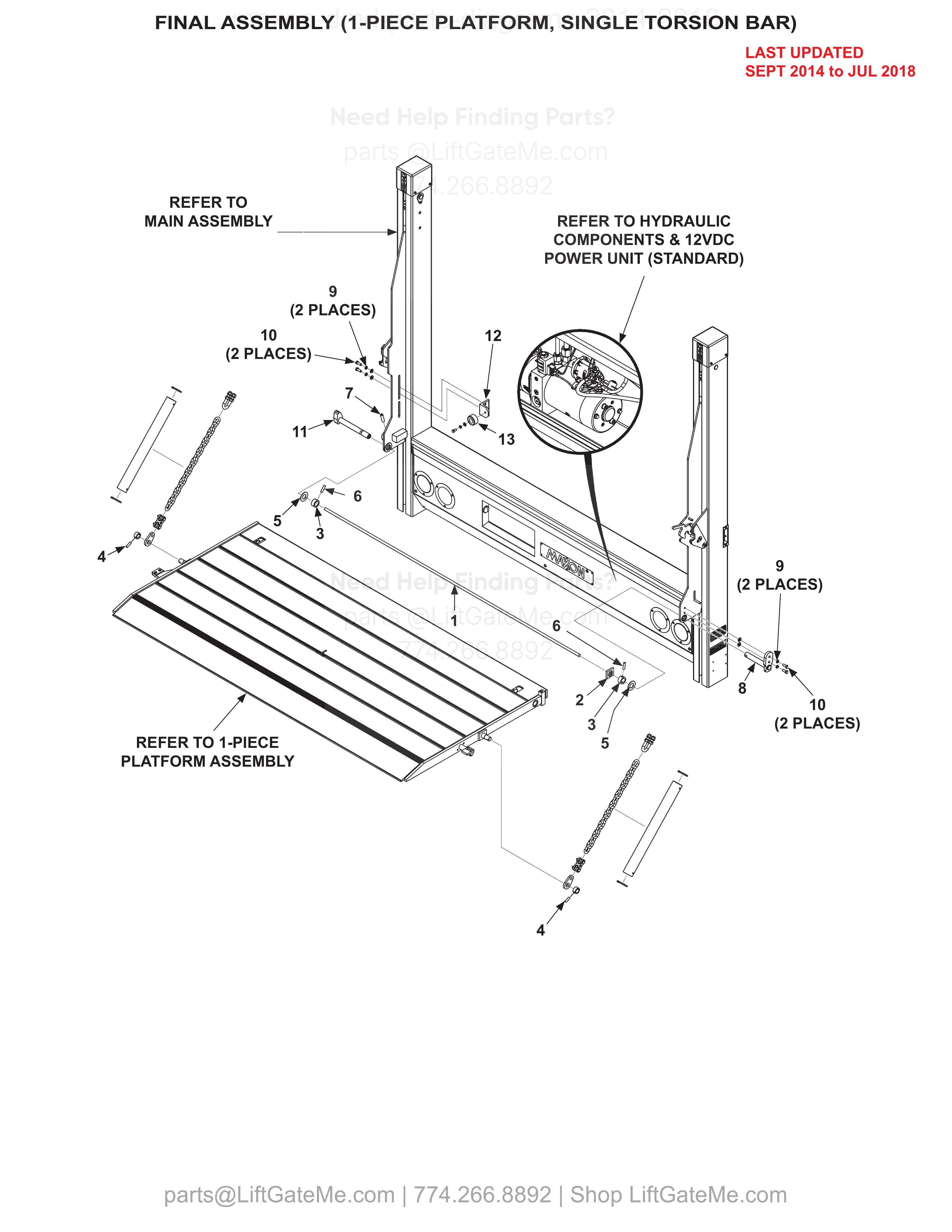 FINAL ASSEMBLY (1-PIECE PLATFORM, SINGLE TORSION BAR) diagram