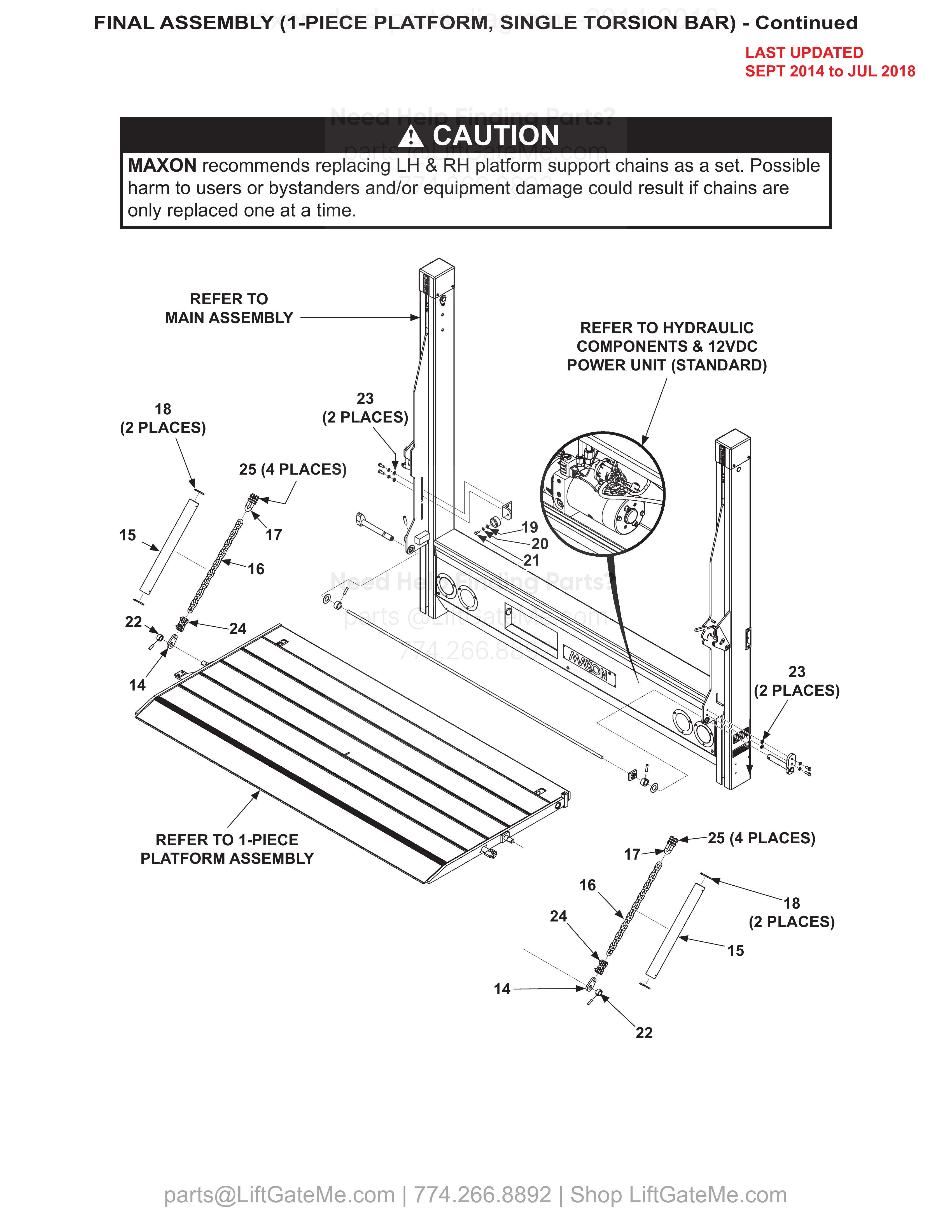 FINAL ASSEMBLY (1-PIECE PLATFORM, SINGLE TORSION BAR) - Continued diagram