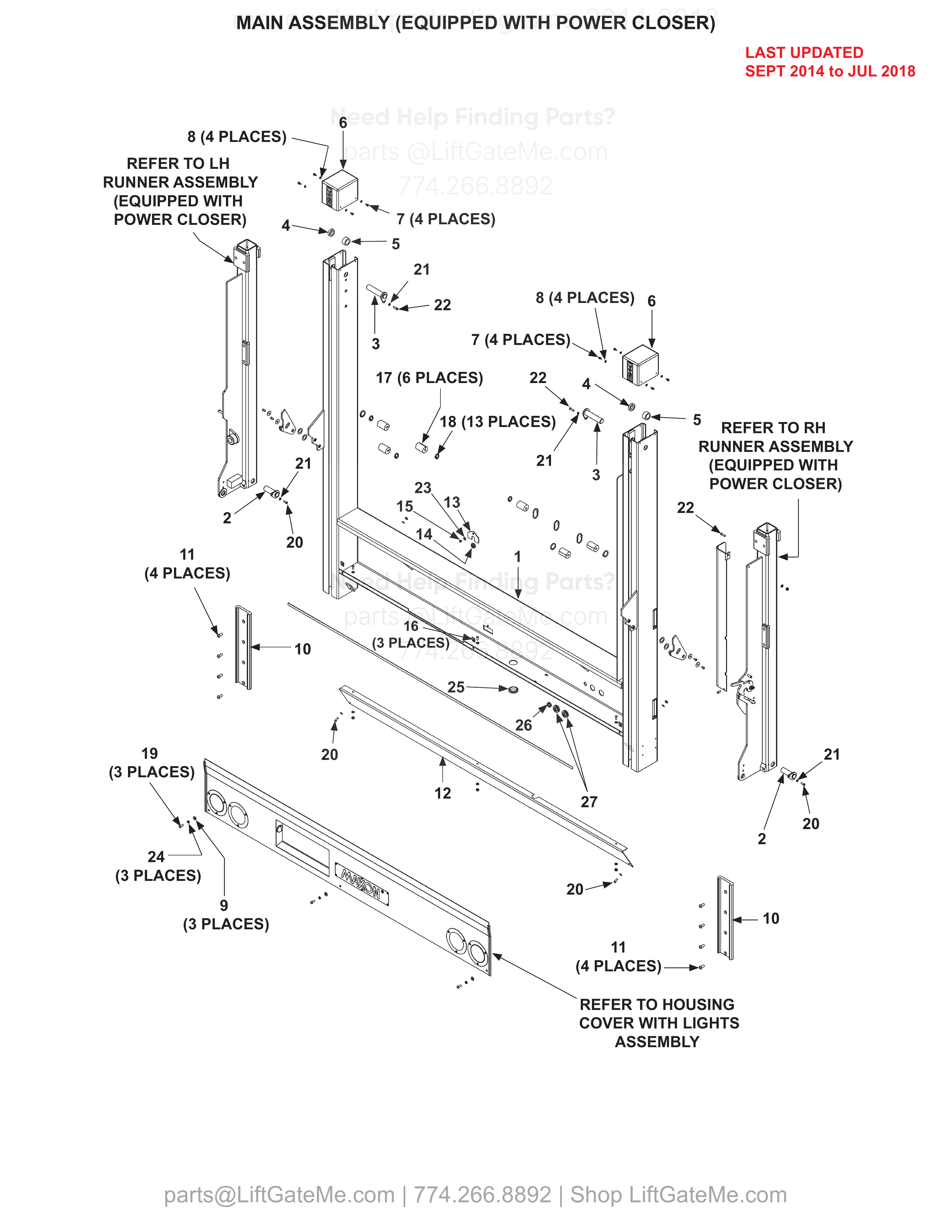 MAIN ASSEMBLY (EQUIPPED WITH POWER CLOSER) diagram