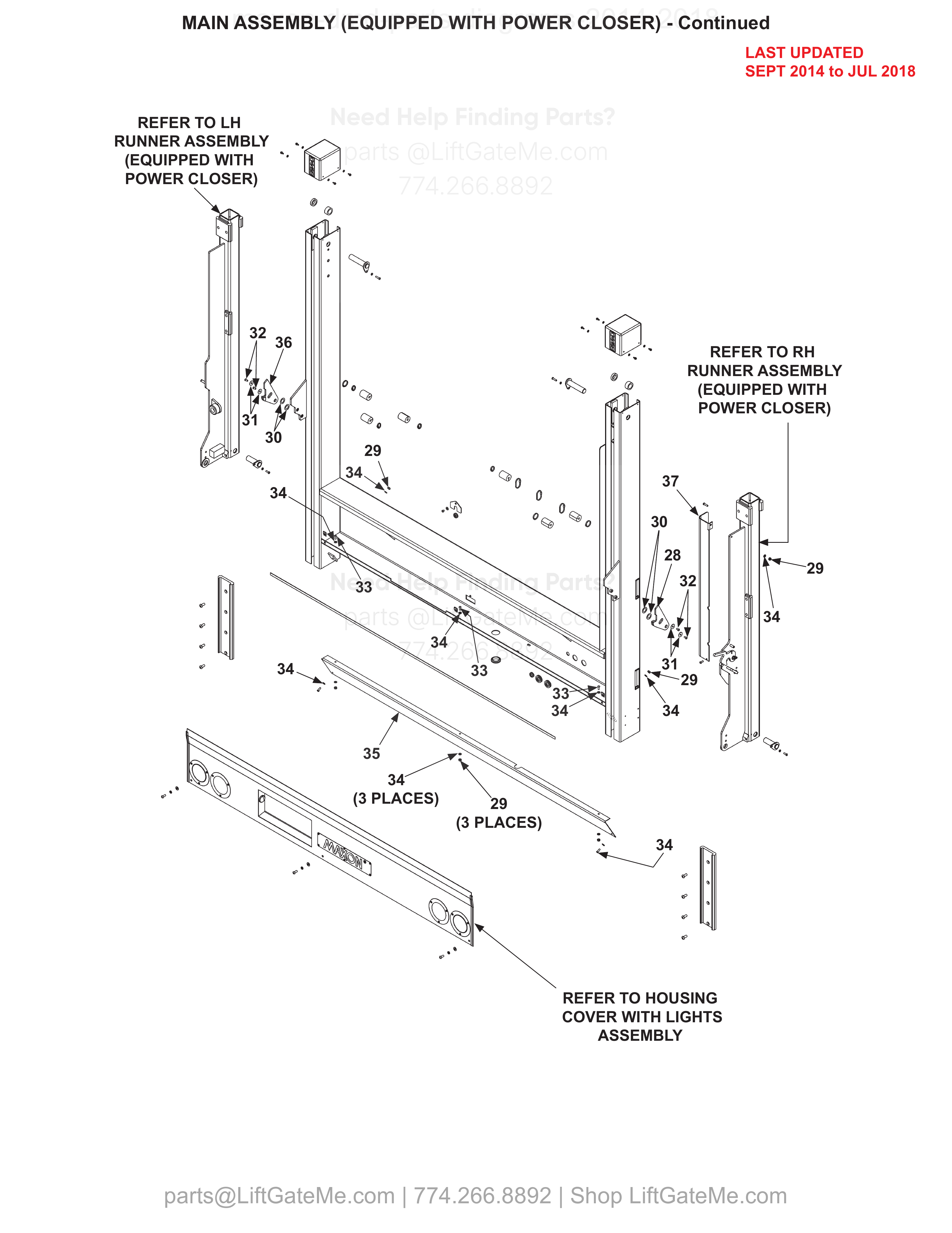 MAIN ASSEMBLY (EQUIPPED WITH POWER CLOSER) - Continued diagram