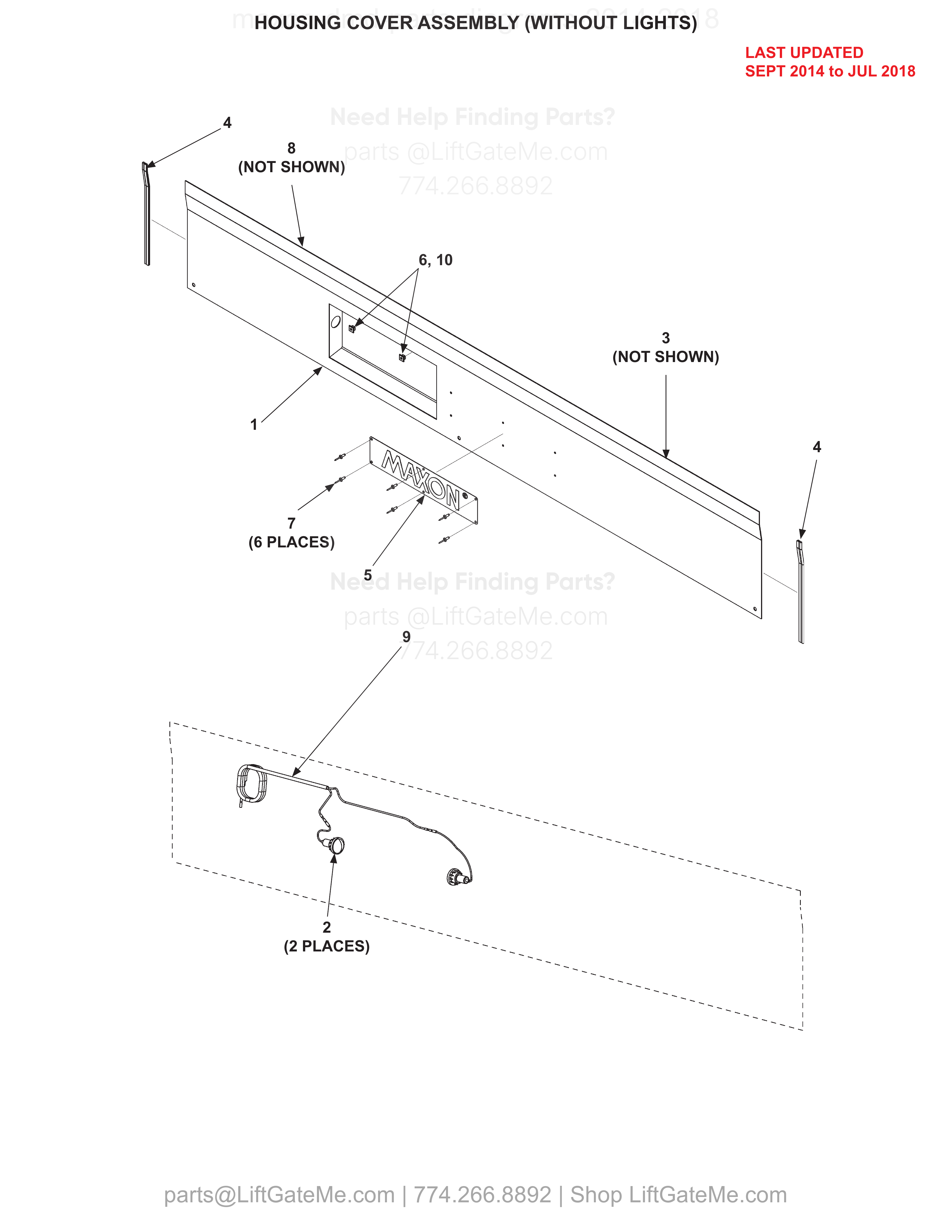 HOUSING COVER ASSEMBLY (WITHOUT LIGHTS) diagram