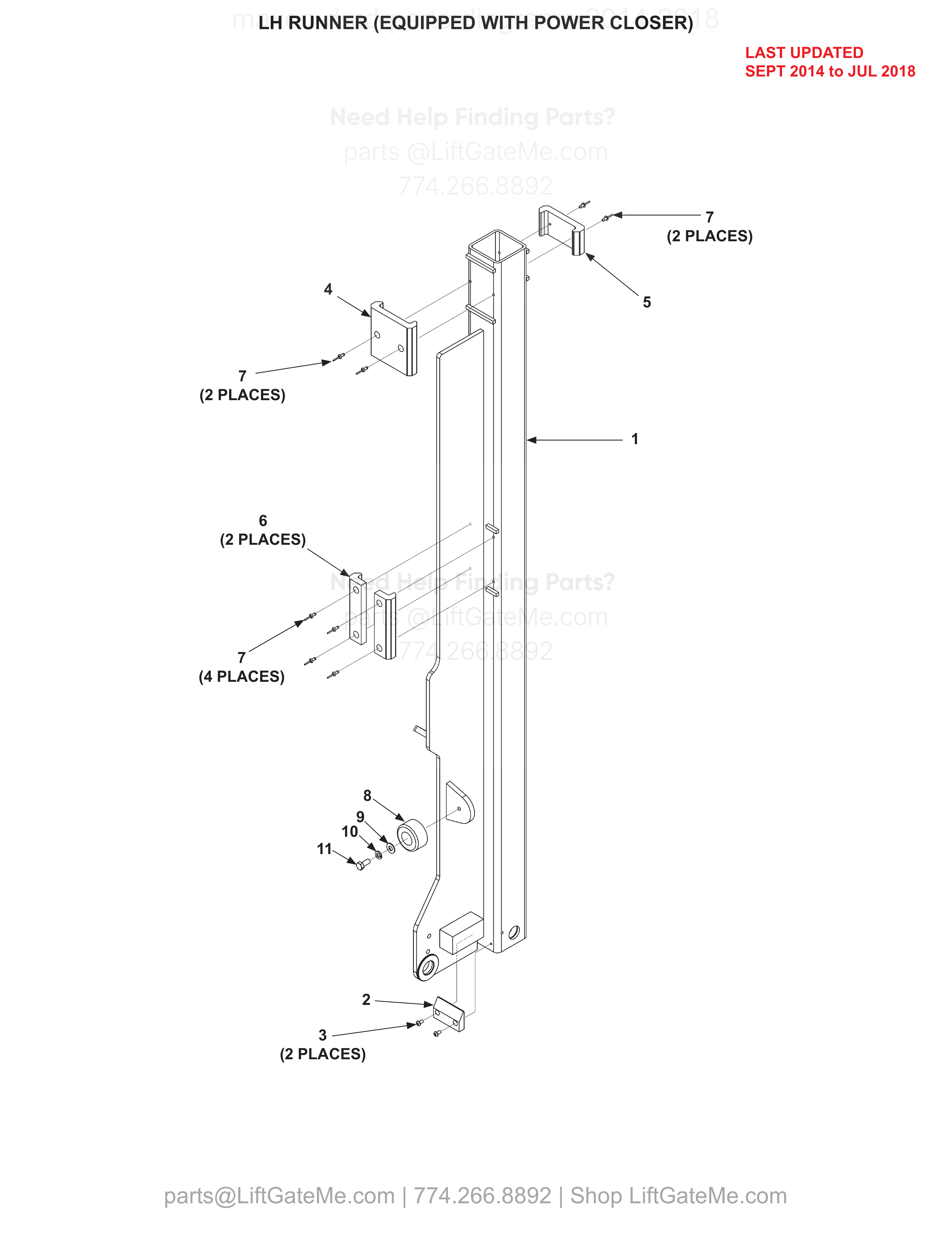 LH RUNNER (EQUIPPED WITH POWER CLOSER) diagram