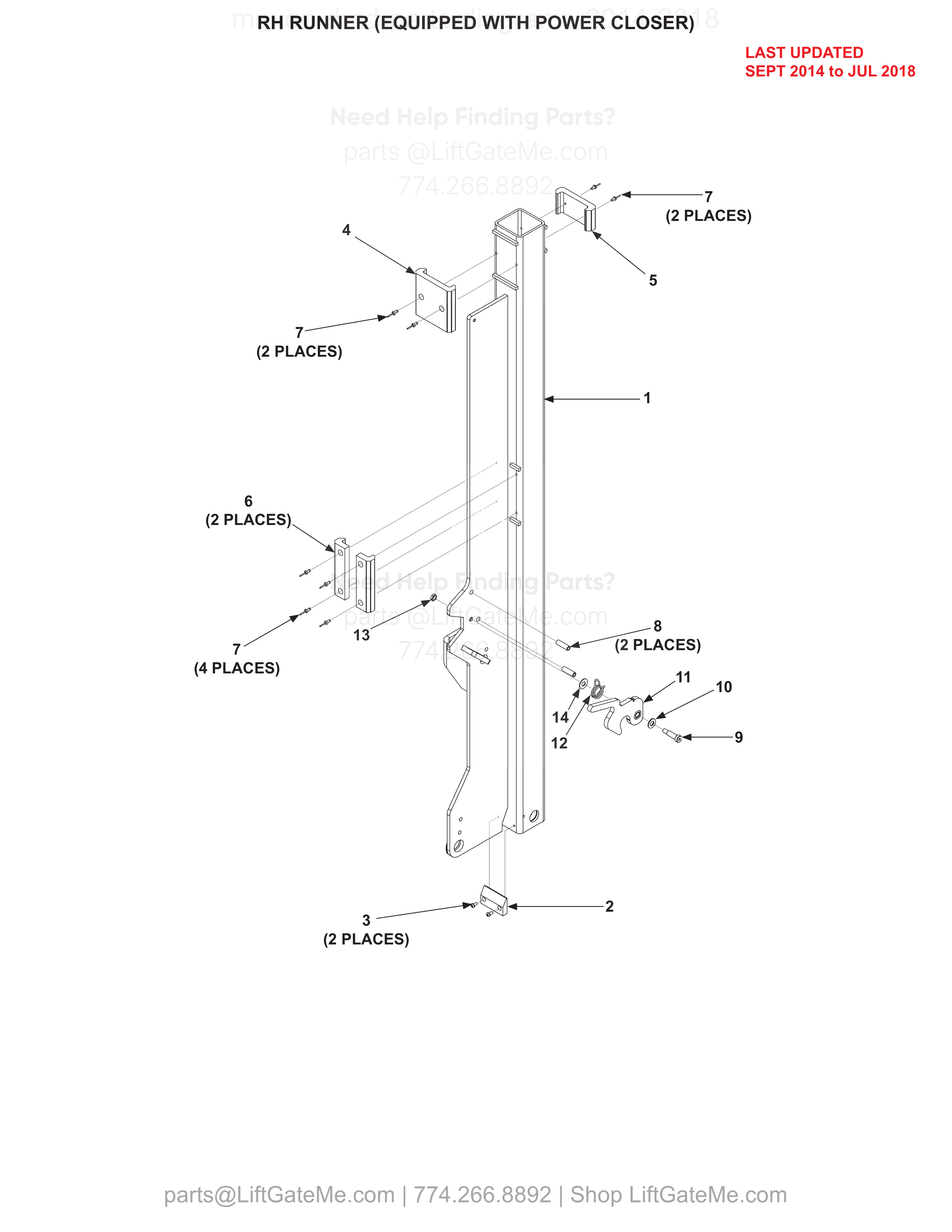 RH RUNNER (EQUIPPED WITH POWER CLOSER) diagram