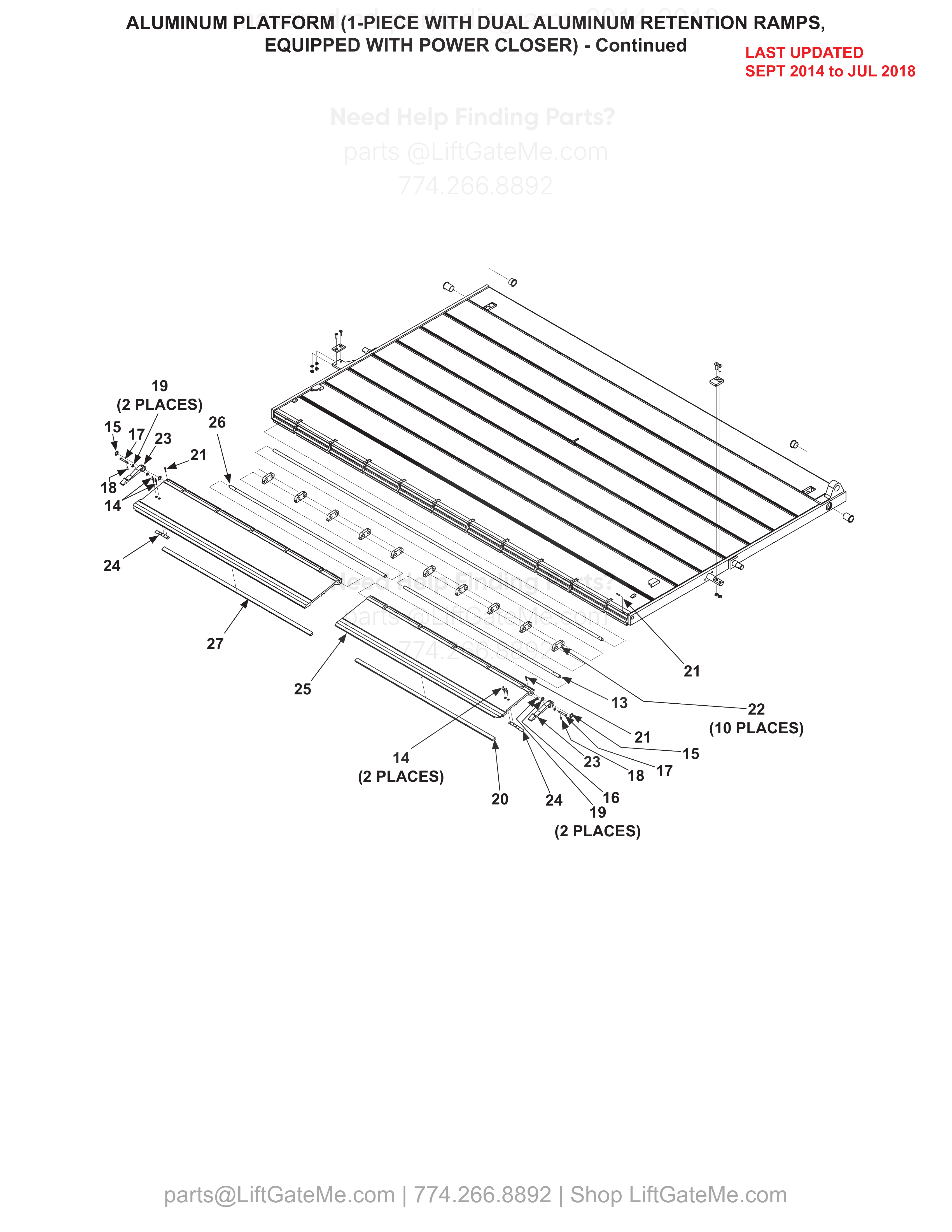 ALUMINUM PLATFORM (1-PIECE WITH DUAL ALUMINUM RETENTION RAMPS, EQUIPPED WITH POWER CLOSER) - Continued diagram