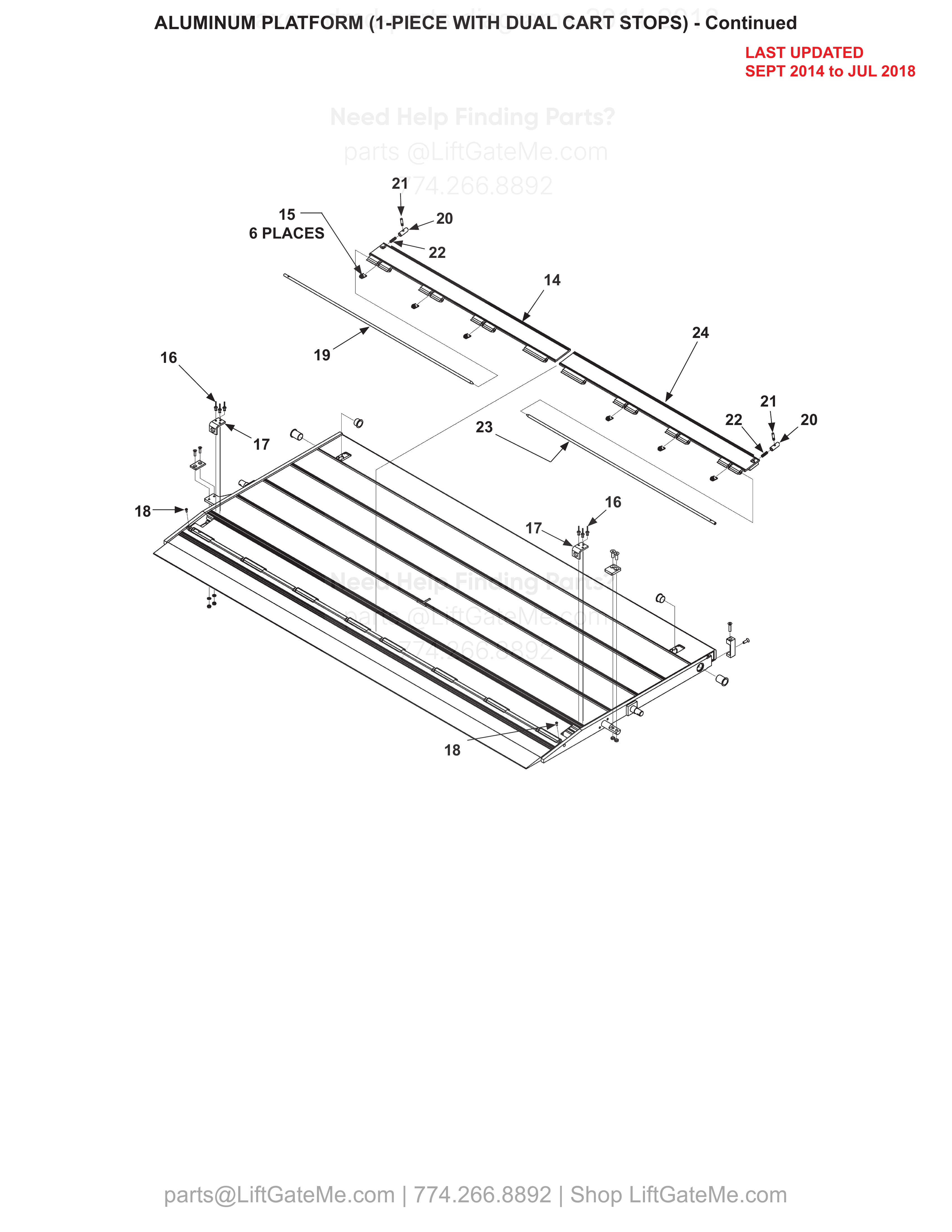 ALUMINUM PLATFORM (1-PIECE WITH DUAL CART STOPS) - Continued diagram