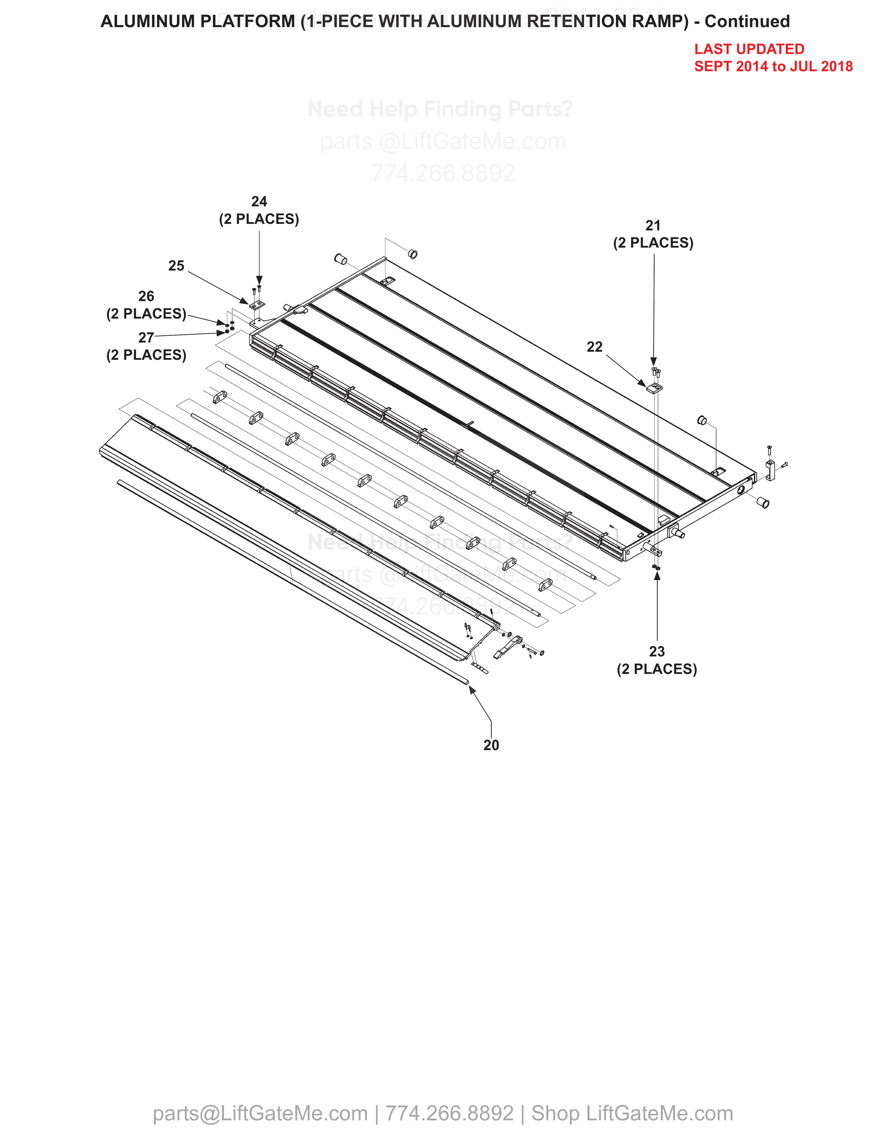 ALUMINUM PLATFORM (1-PIECE WITH ALUMINUM RETENTION RAMP) - Continued diagram