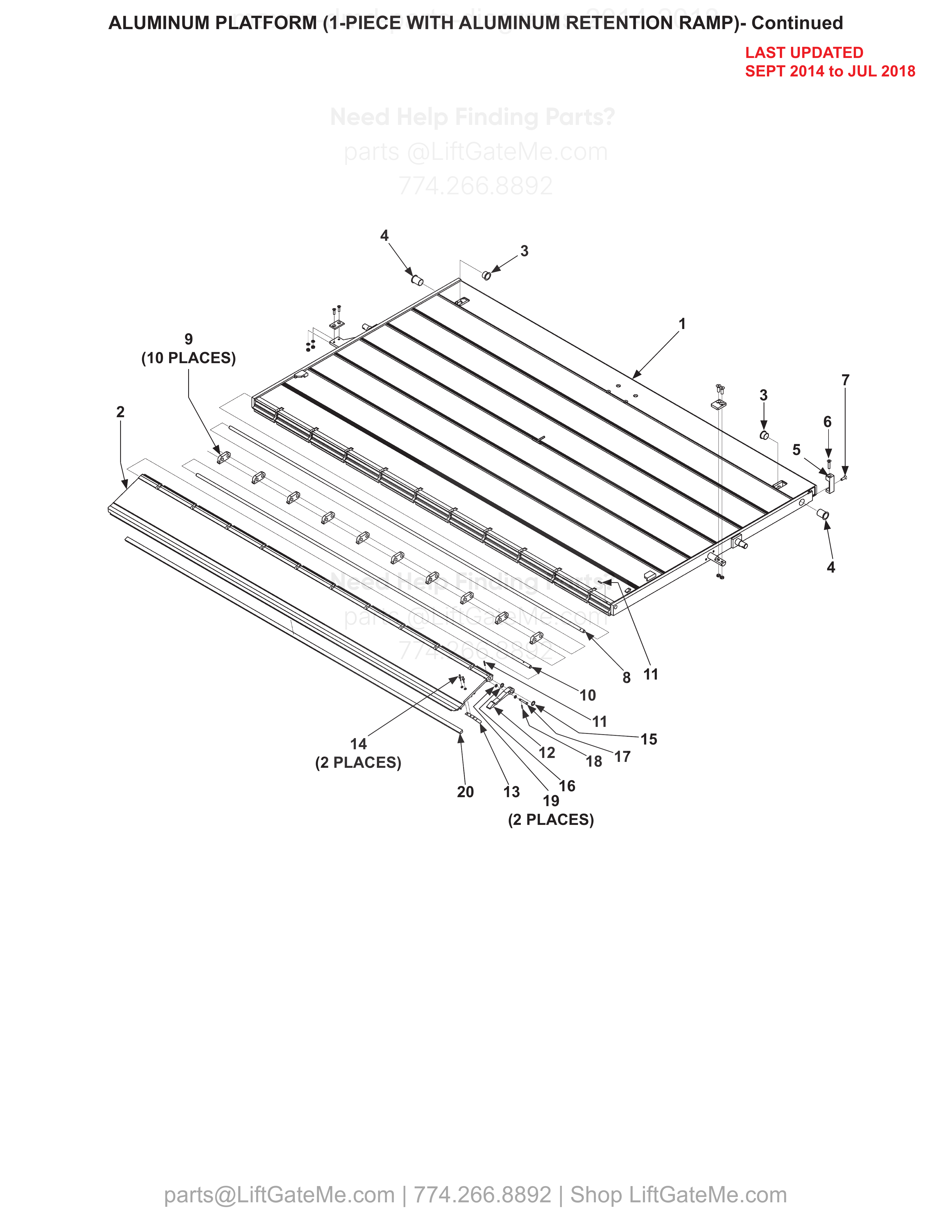 ALUMINUM PLATFORM (1-PIECE WITH ALUMINUM RETENTION RAMP) - Continued diagram