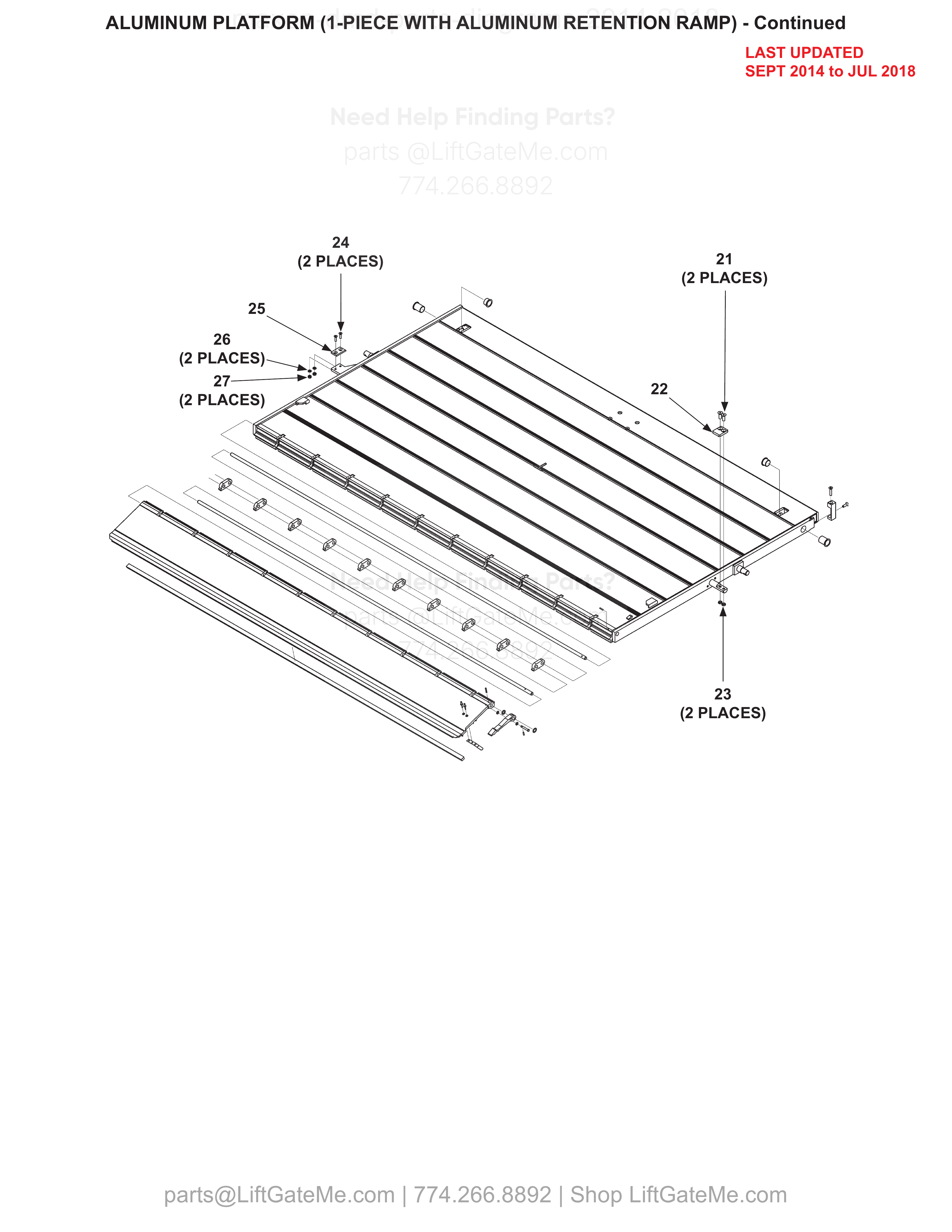 ALUMINUM PLATFORM (1-PIECE WITH ALUMINUM RETENTION RAMP) - Continued diagram