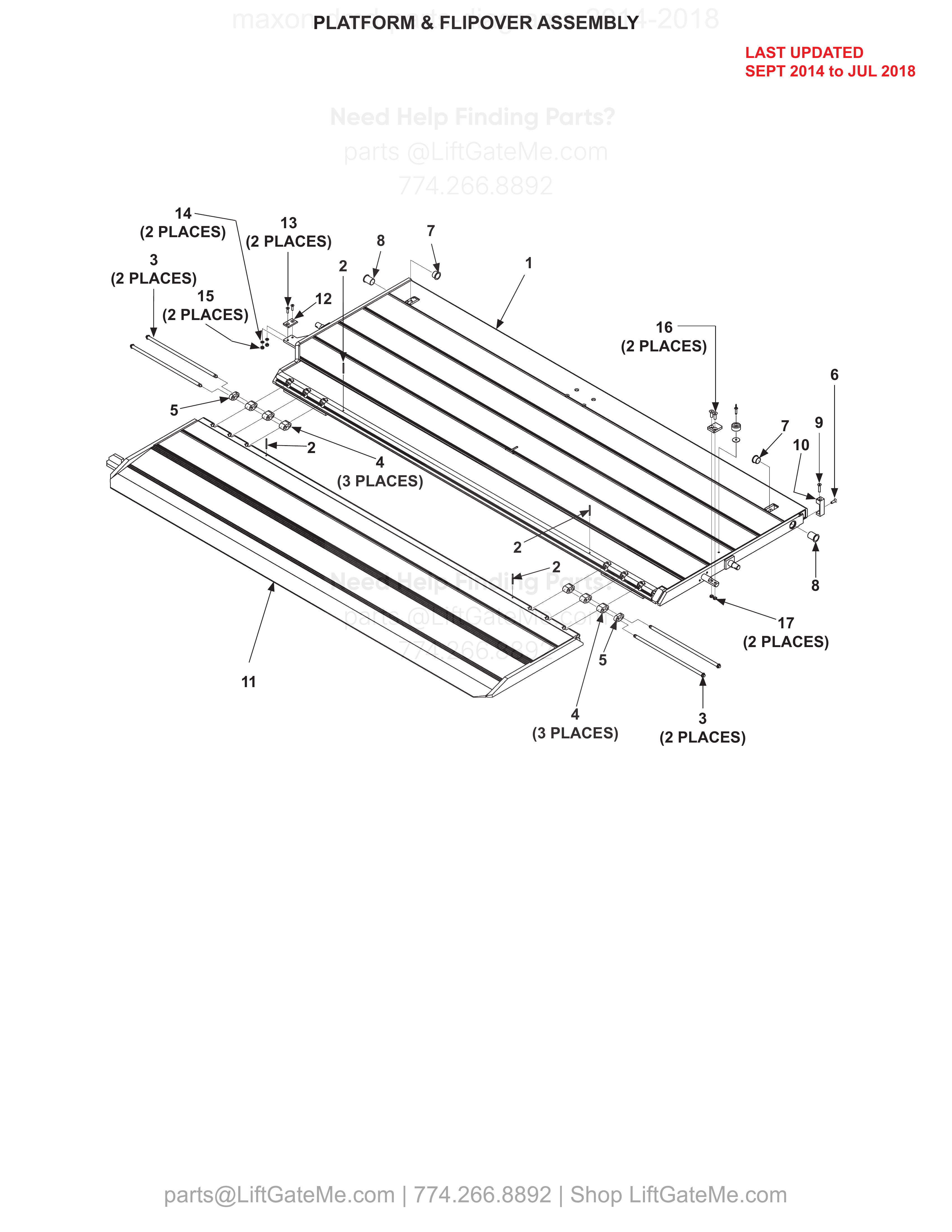 PLATFORM & FLIPOVER ASSEMBLY diagram