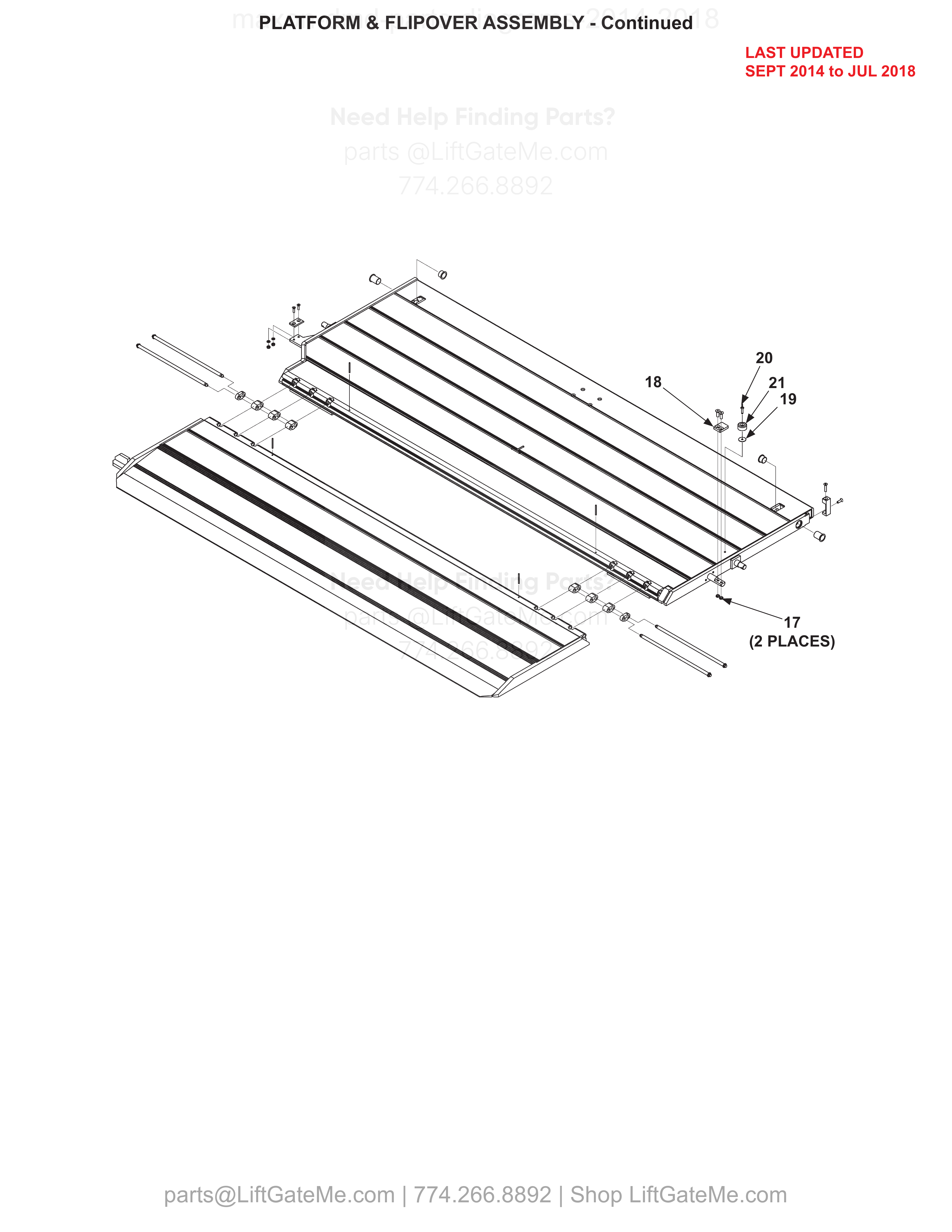 PLATFORM & FLIPOVER ASSEMBLY - Continued diagram