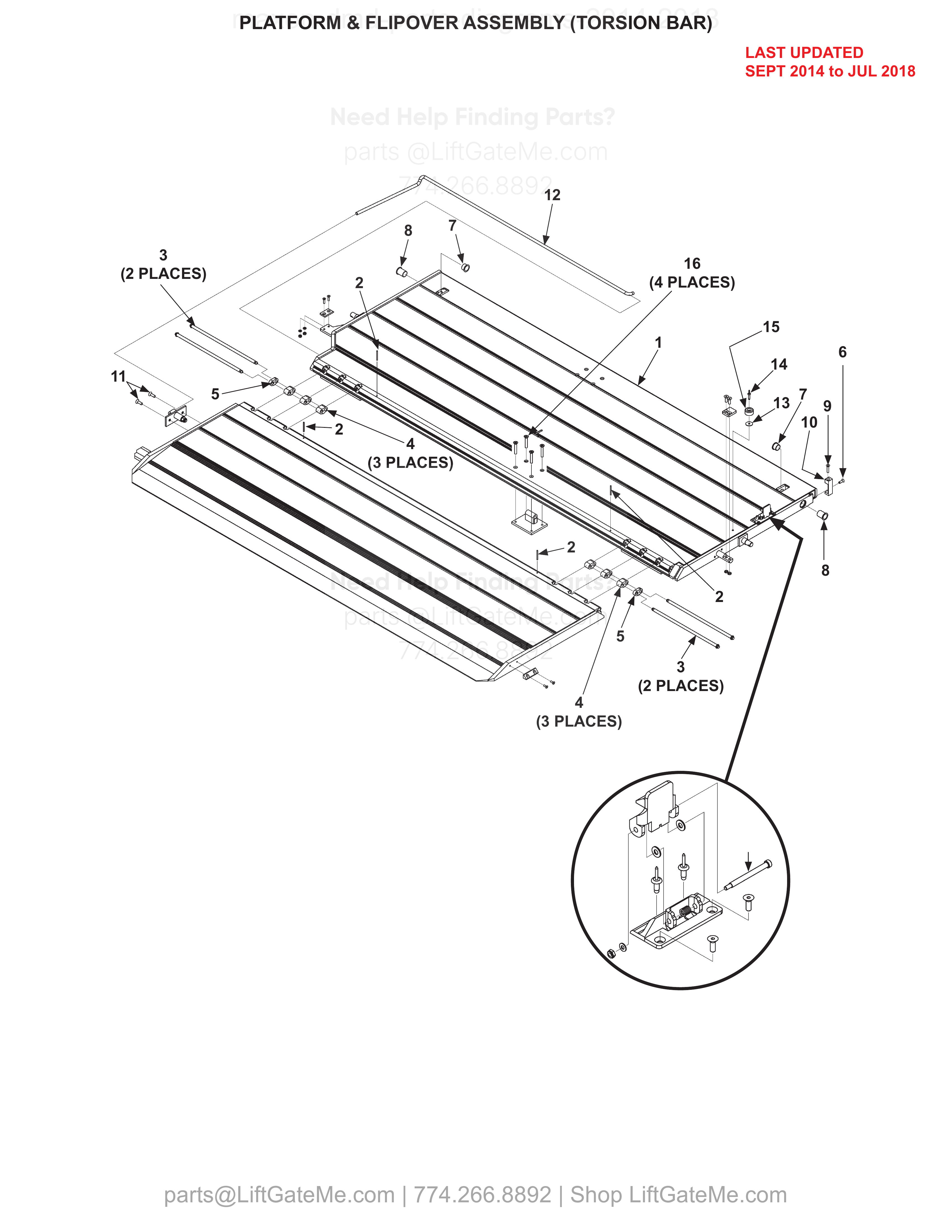PLATFORM & FLIPOVER ASSEMBLY (TORSION BAR) diagram