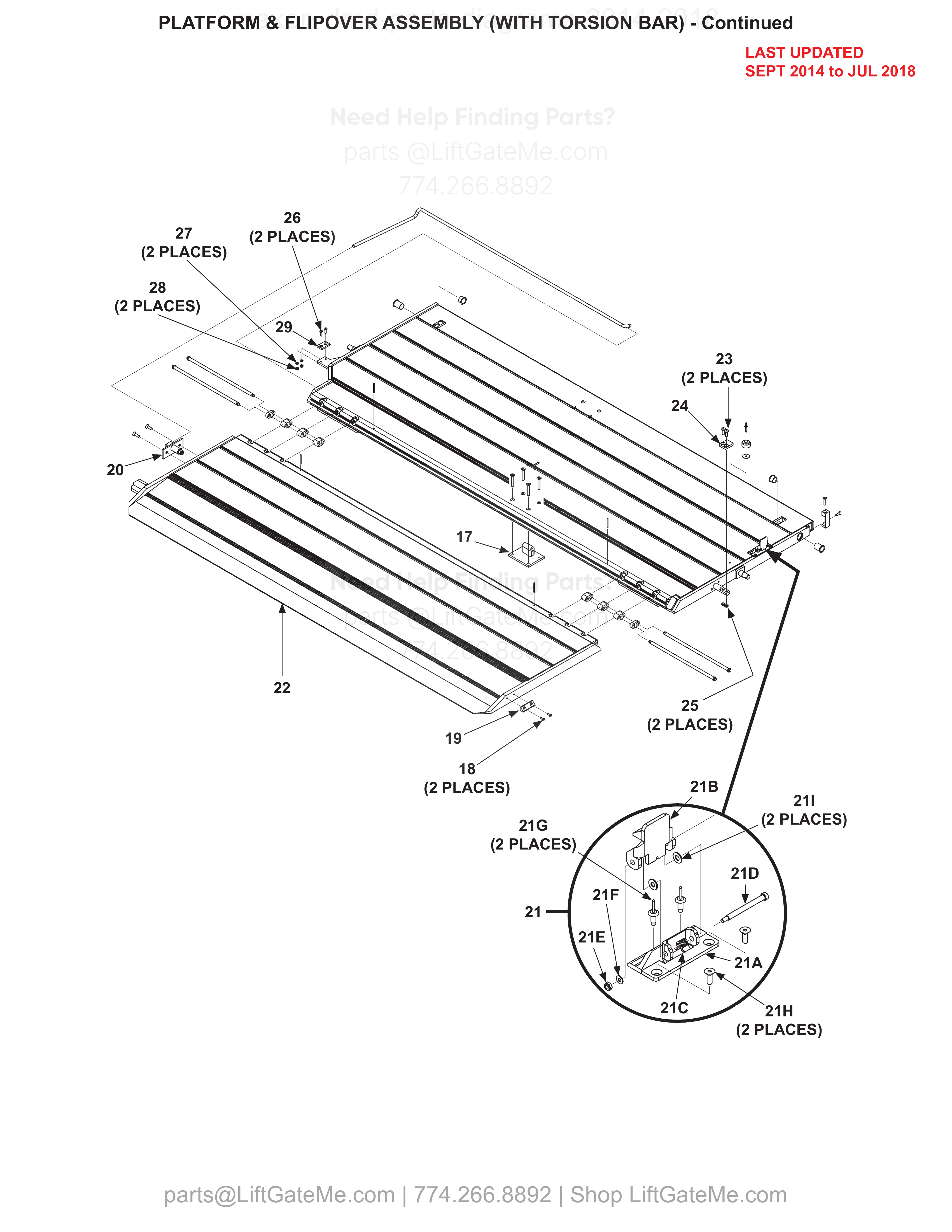 PLATFORM & FLIPOVER ASSEMBLY (WITH TORSION BAR) - Continued diagram
