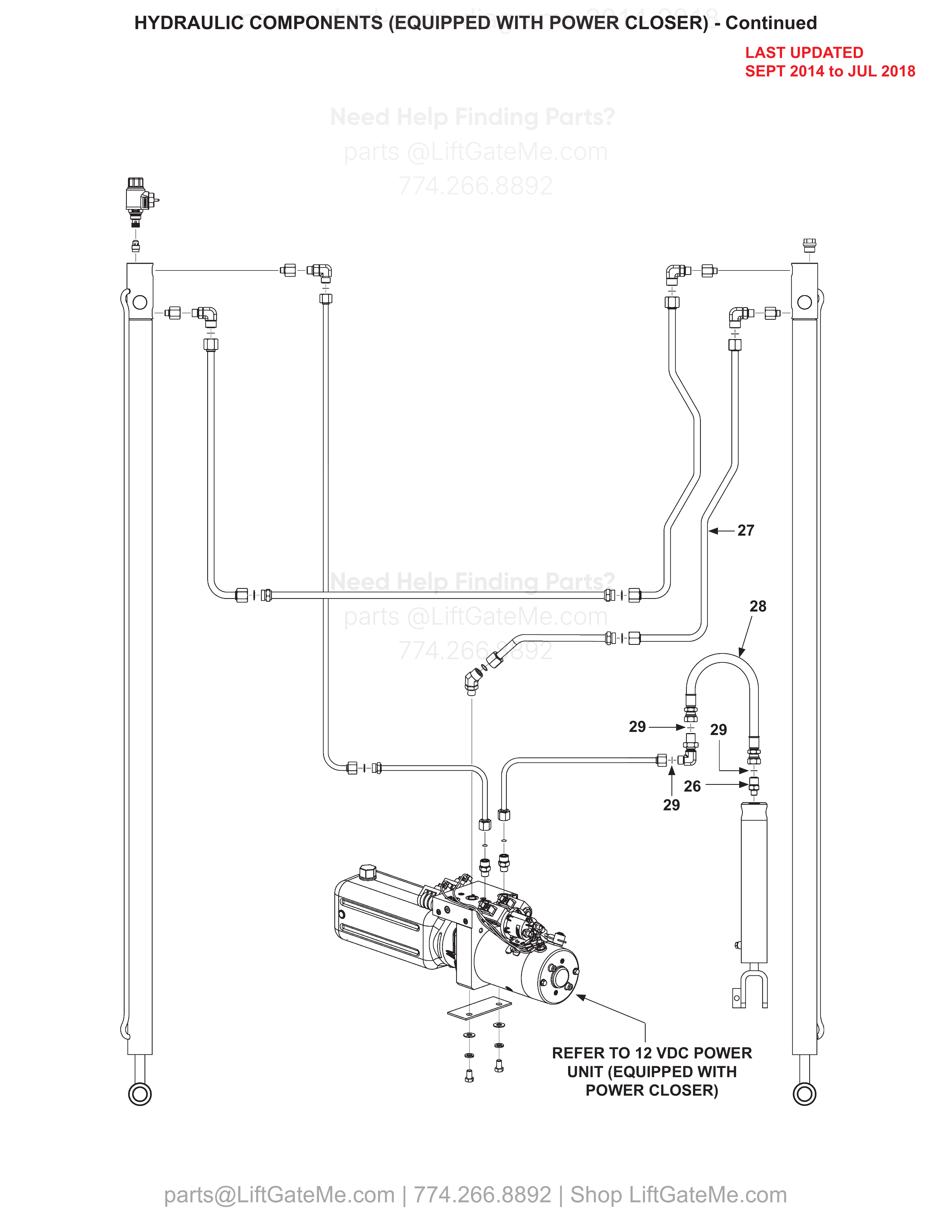 HYDRAULIC COMPONENTS (EQUIPPED WITH POWER CLOSER) - Continued diagram