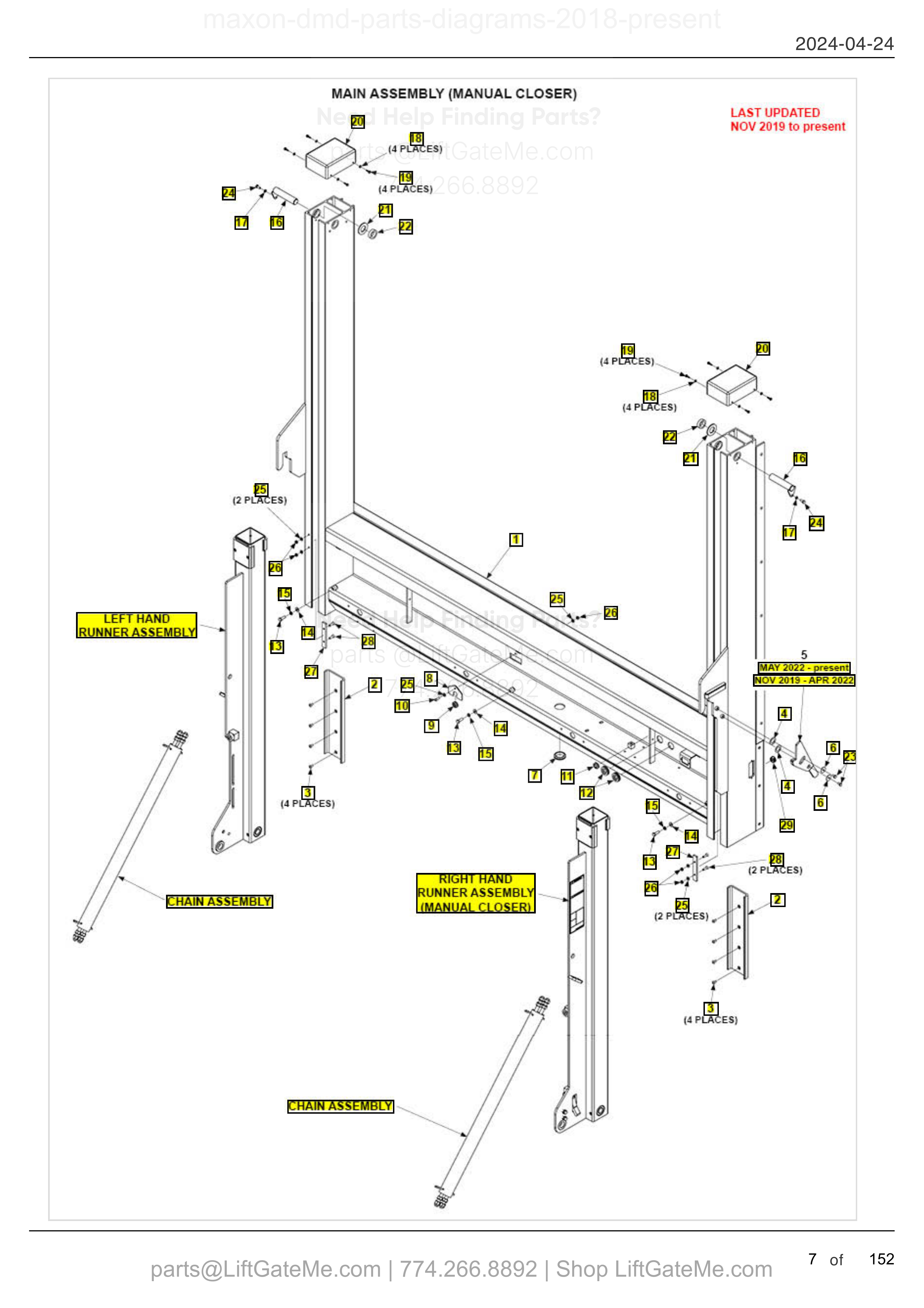 MAIN ASSEMBLY (MANUAL CLOSER) diagram