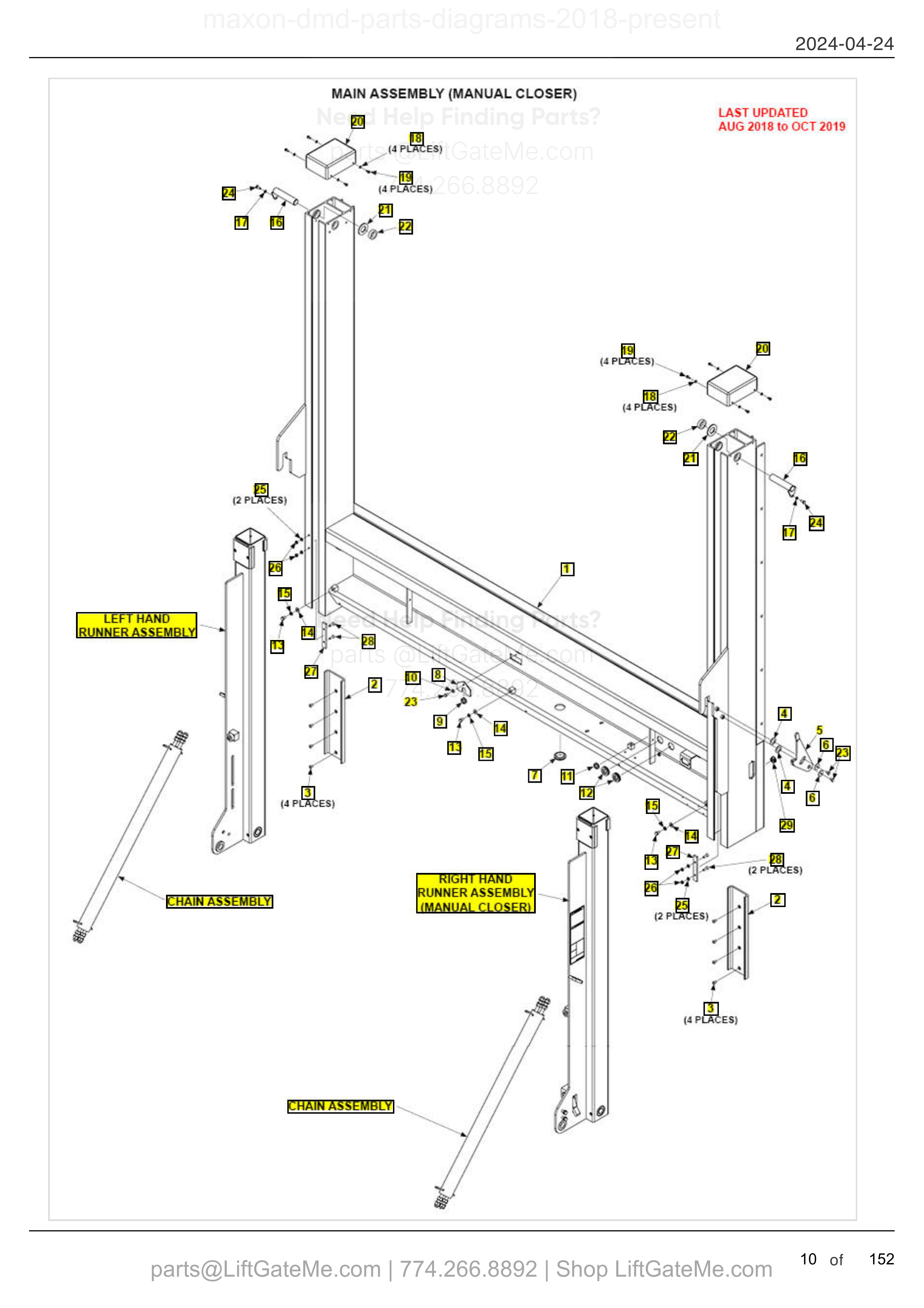 MAIN ASSEMBLY (MANUAL CLOSER) diagram
