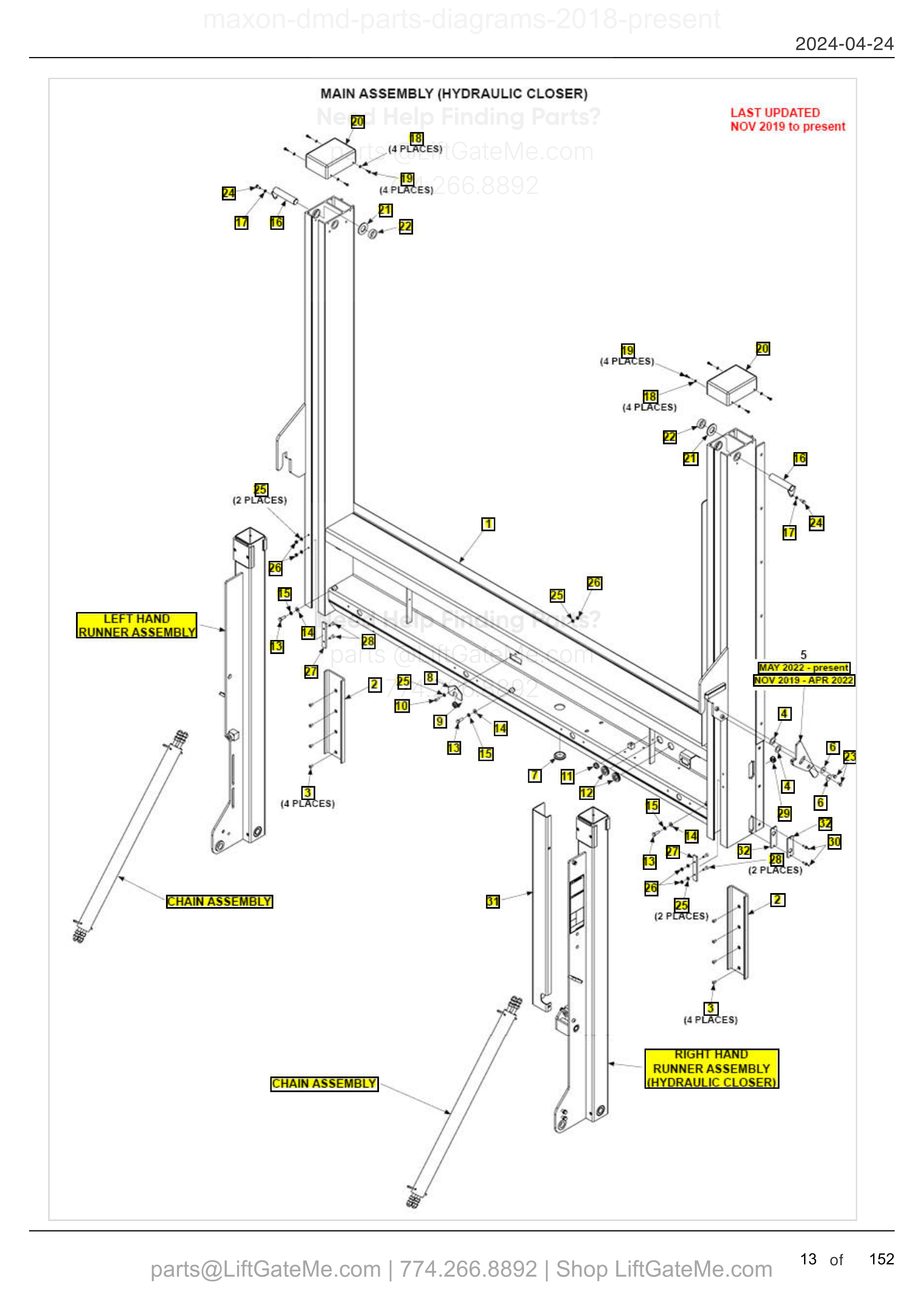MAIN ASSEMBLY (HYDRAULIC CLOSER) diagram