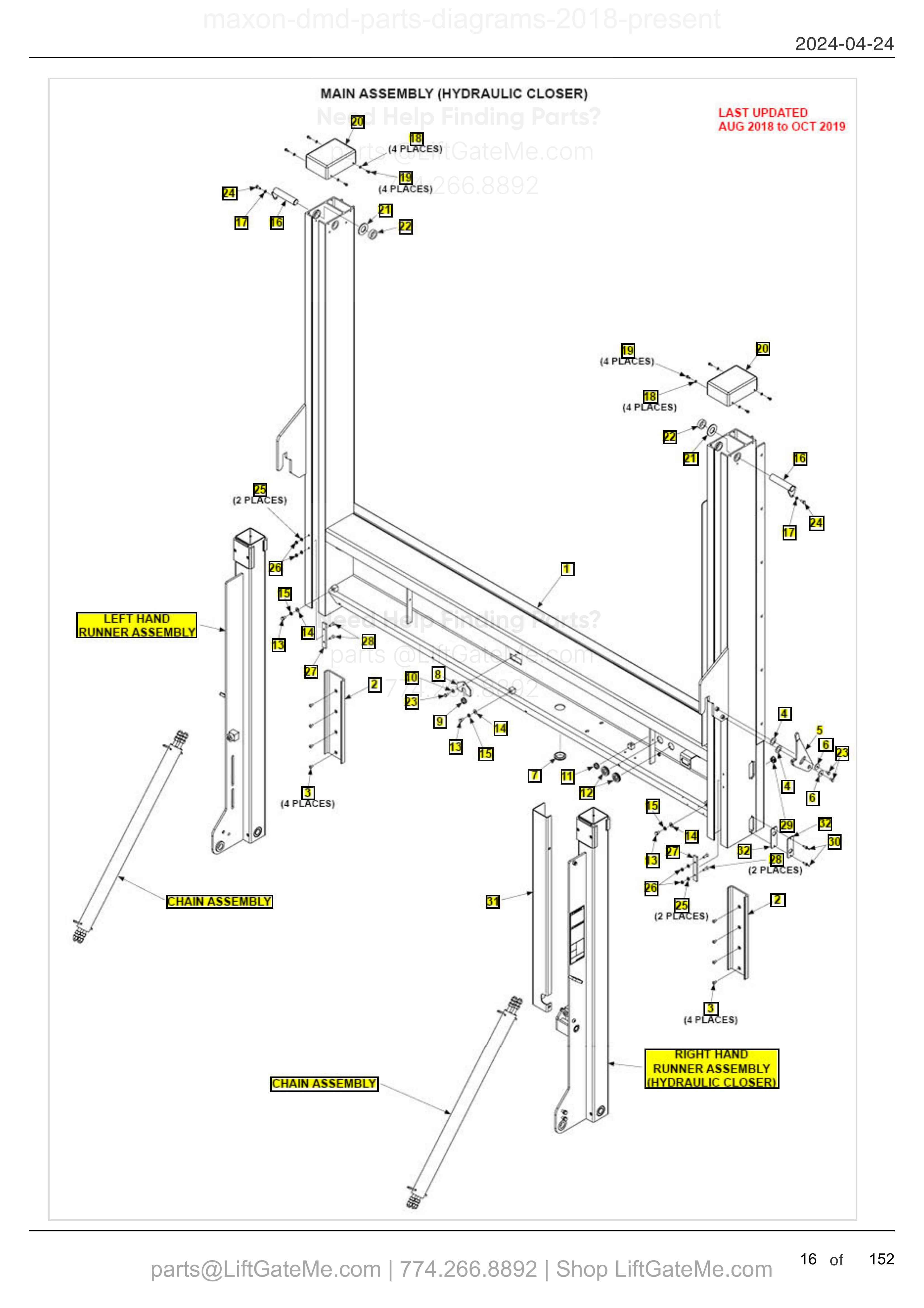 MAIN ASSEMBLY (HYDRAULIC CLOSER) diagram