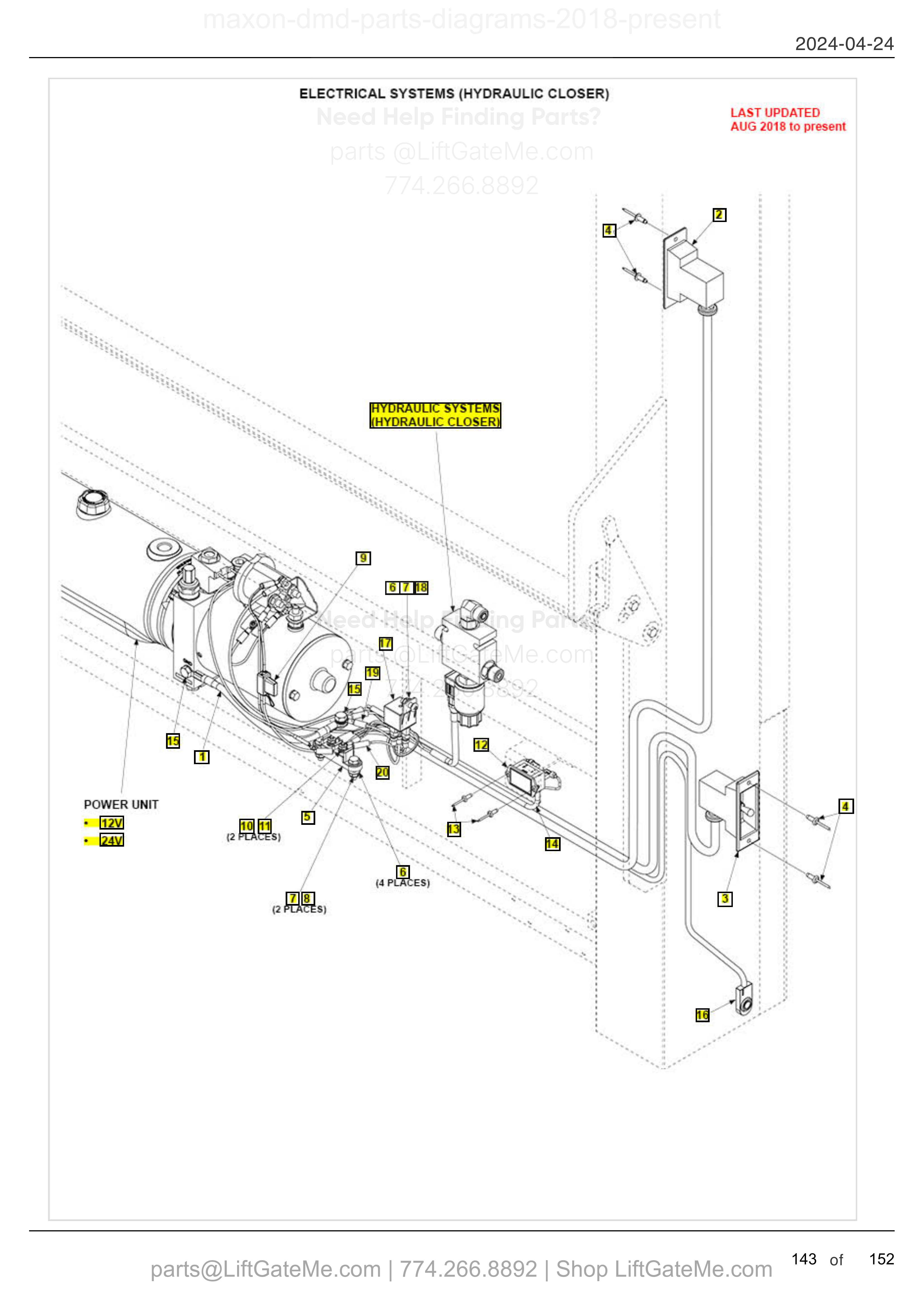 ELECTRICAL SYSTEMS (HYDRAULIC CLOSER) diagram