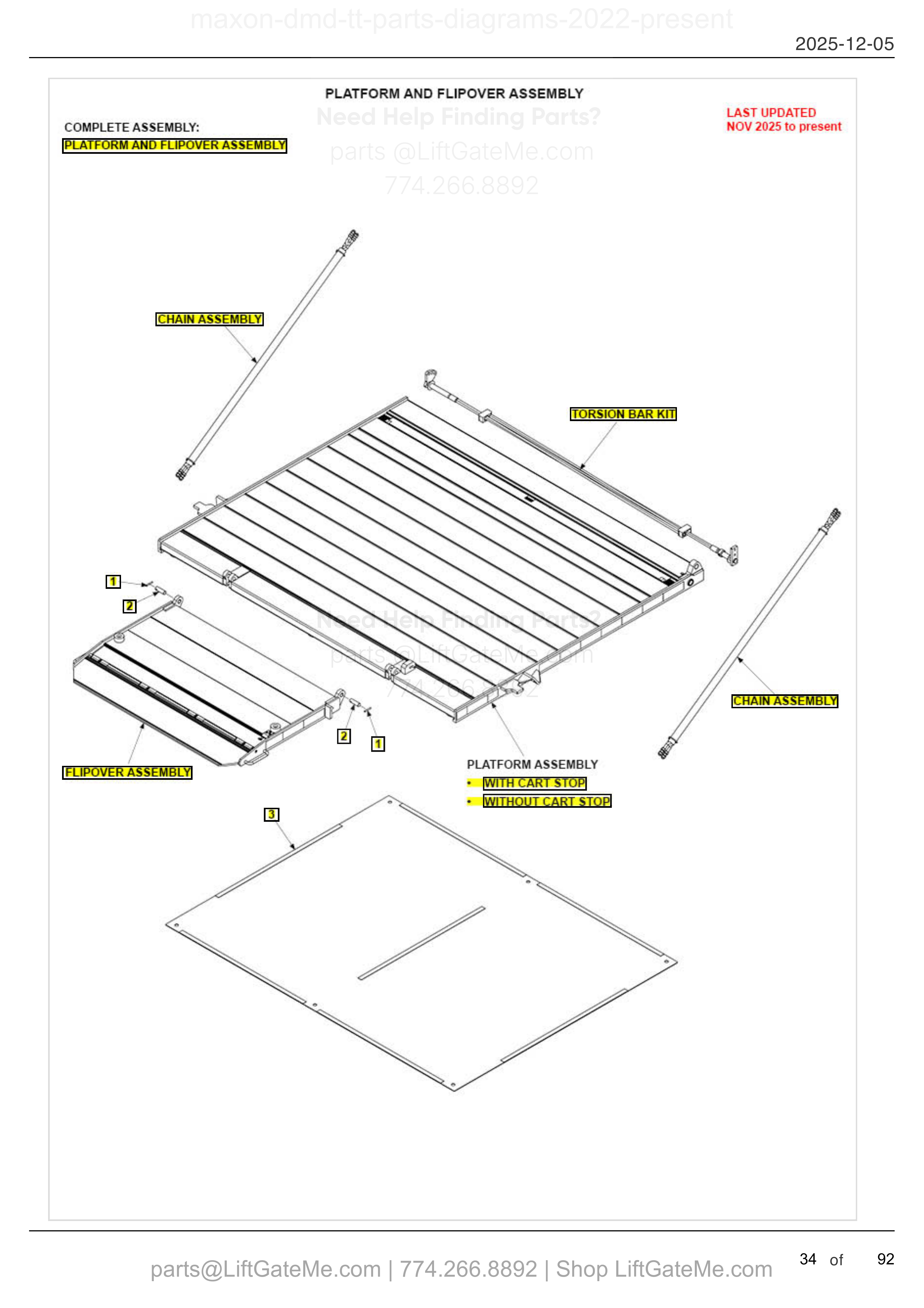 PLATFORM AND FLIPOVER ASSEMBLY diagram