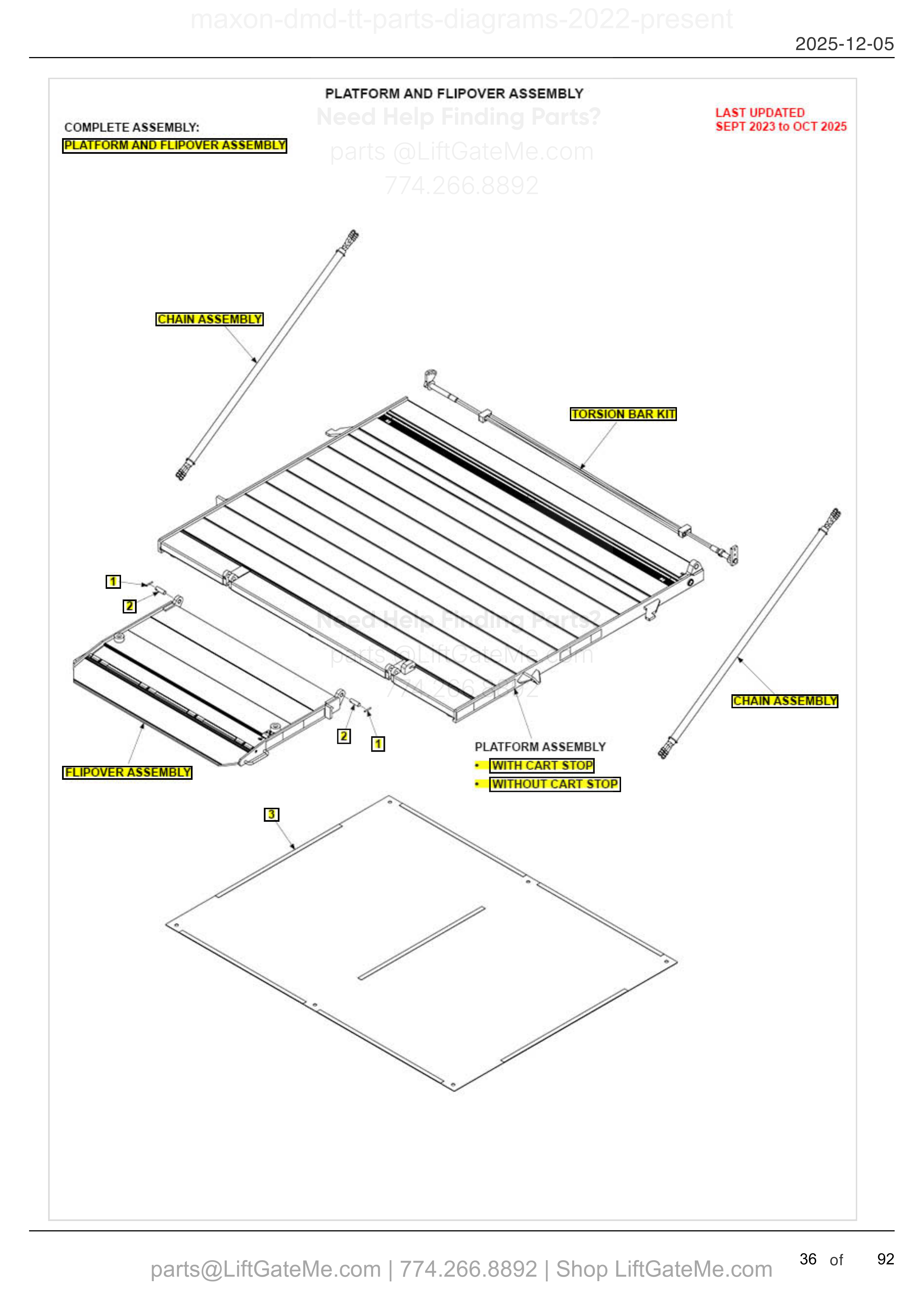 PLATFORM AND FLIPOVER ASSEMBLY diagram