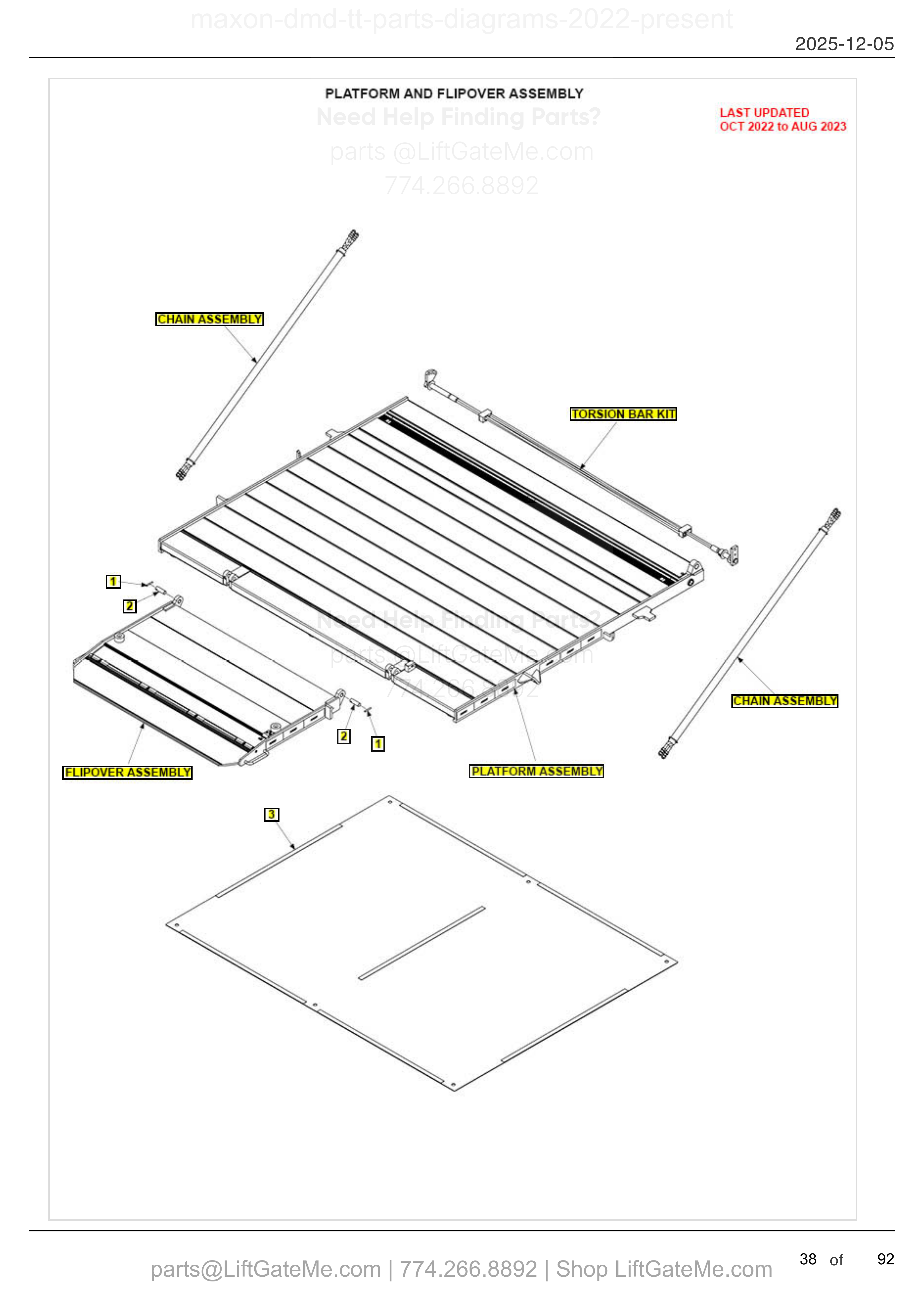 PLATFORM AND FLIPOVER ASSEMBLY diagram