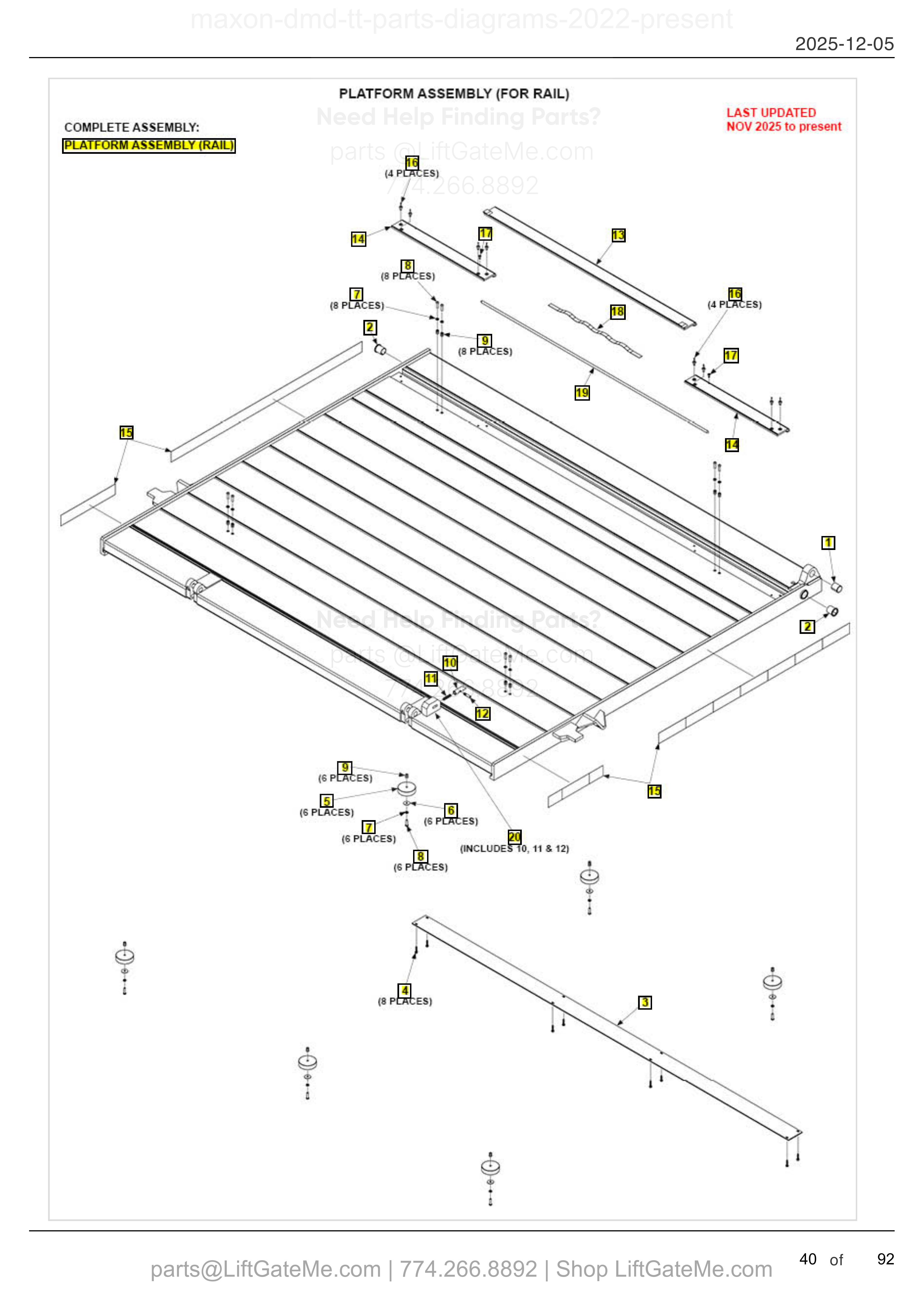 PLATFORM ASSEMBLY (FOR RAIL) diagram