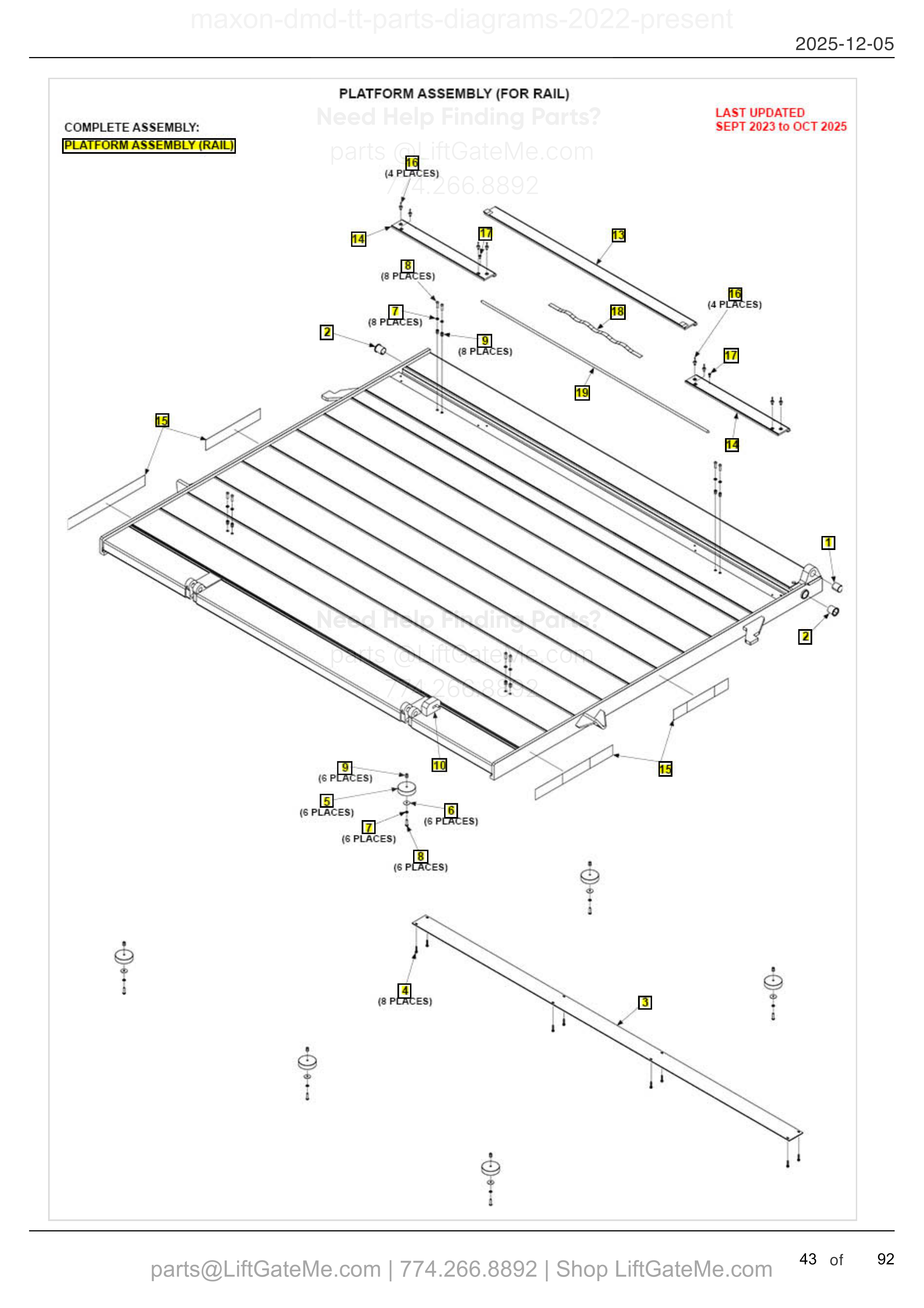 PLATFORM ASSEMBLY (FOR RAIL) diagram