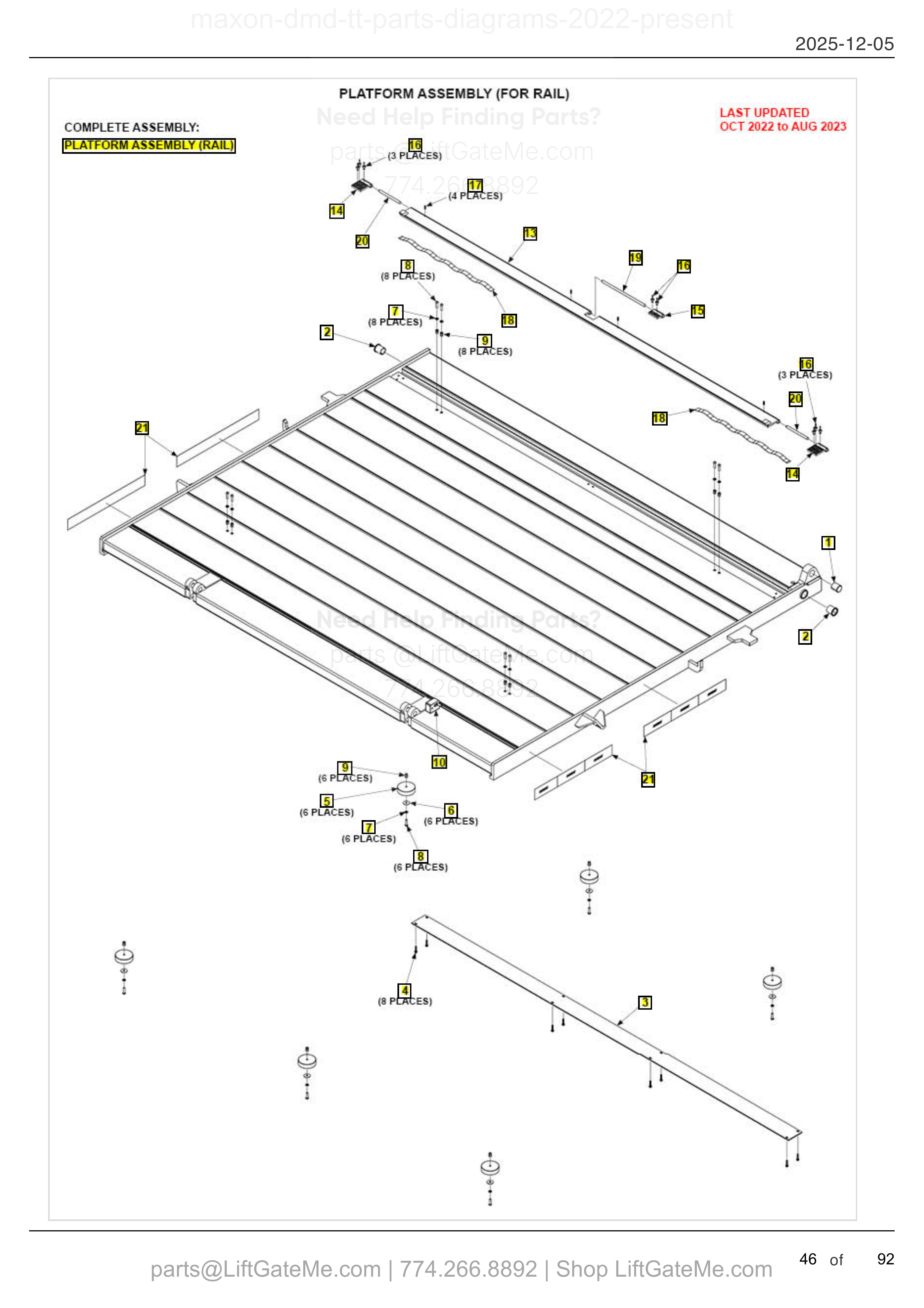 PLATFORM ASSEMBLY (FOR RAIL) diagram