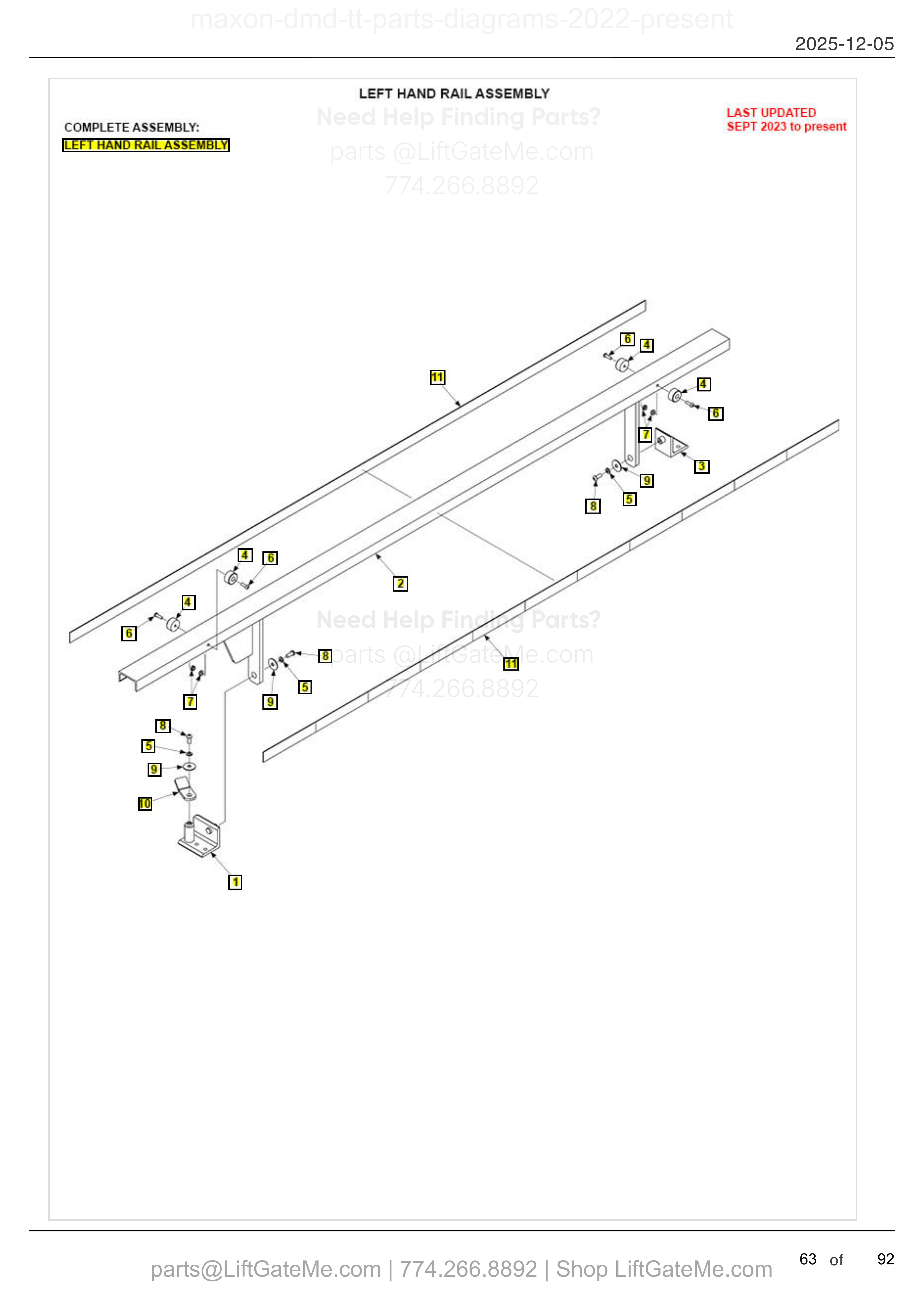 LEFT HAND RAIL ASSEMBLY diagram