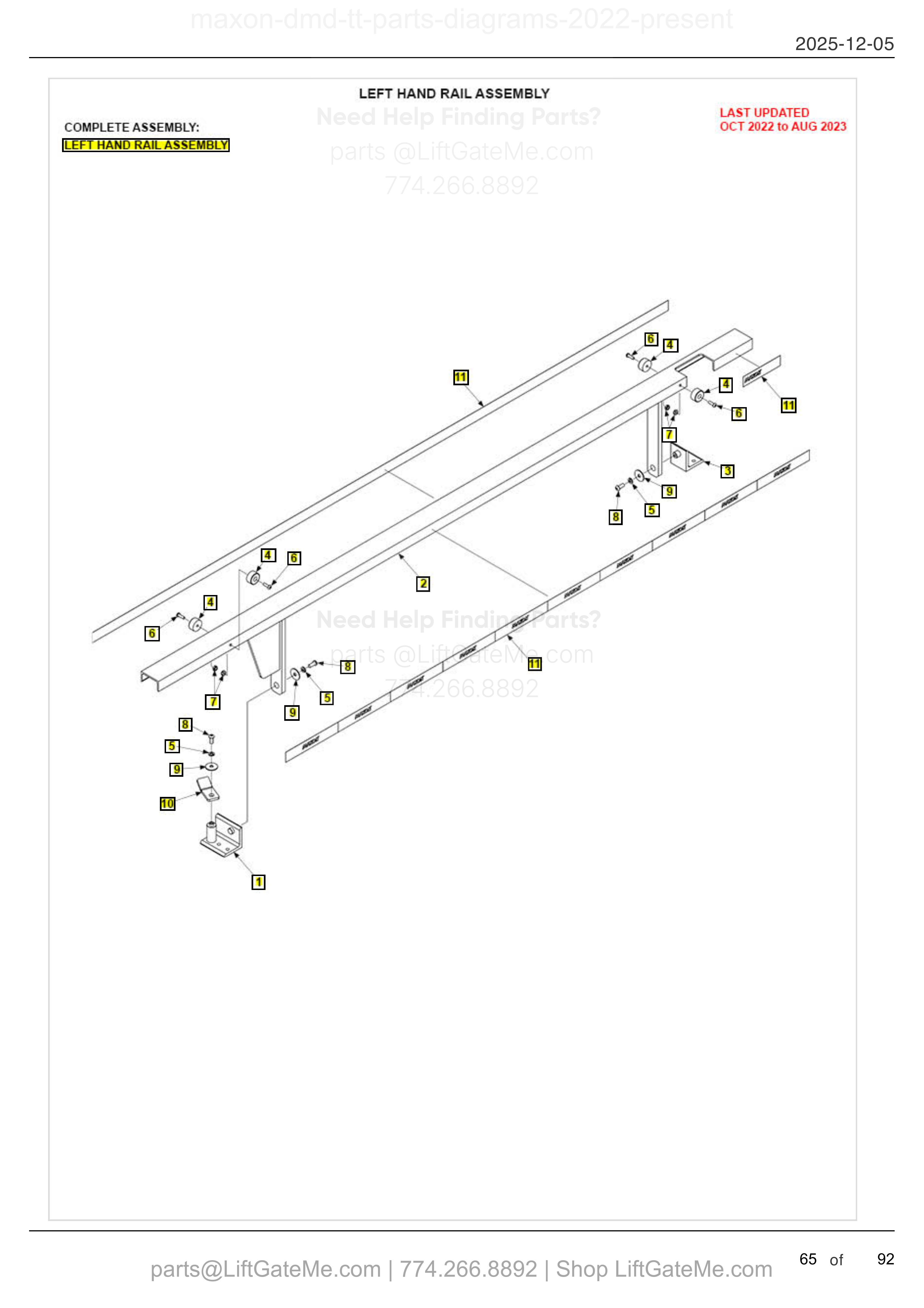 LEFT HAND RAIL ASSEMBLY diagram