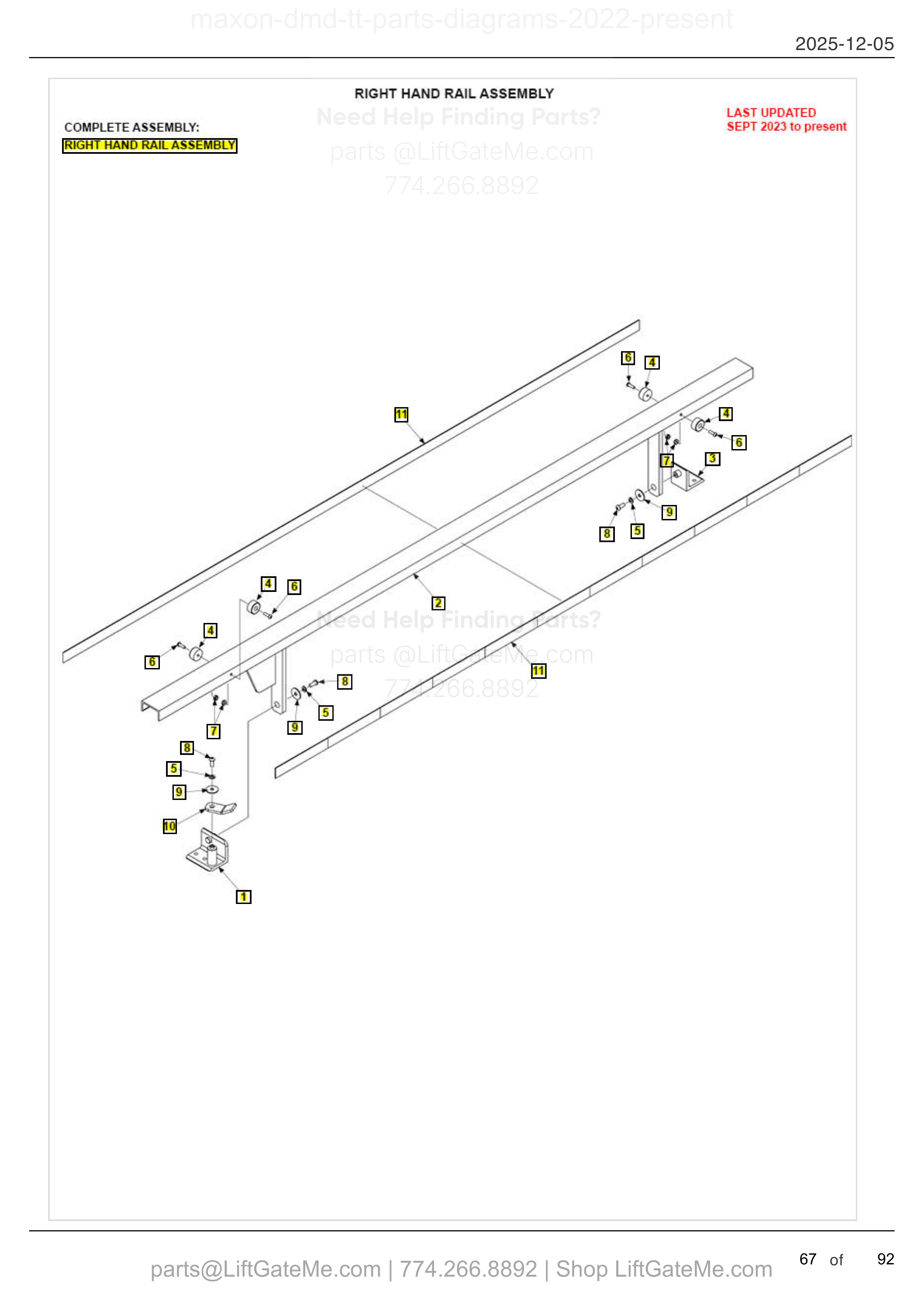 RIGHT HAND RAIL ASSEMBLY diagram