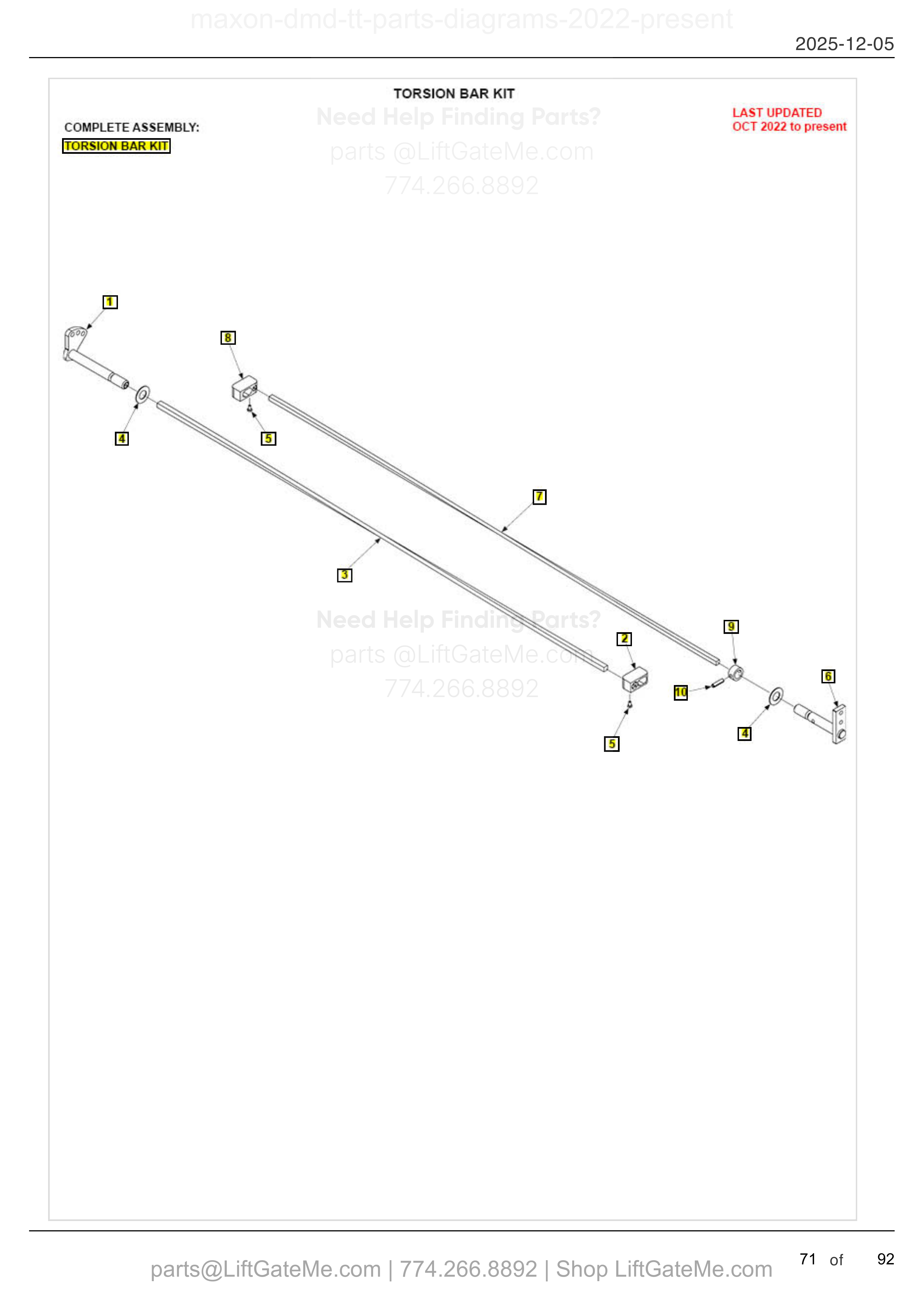 TORSION BAR KIT diagram