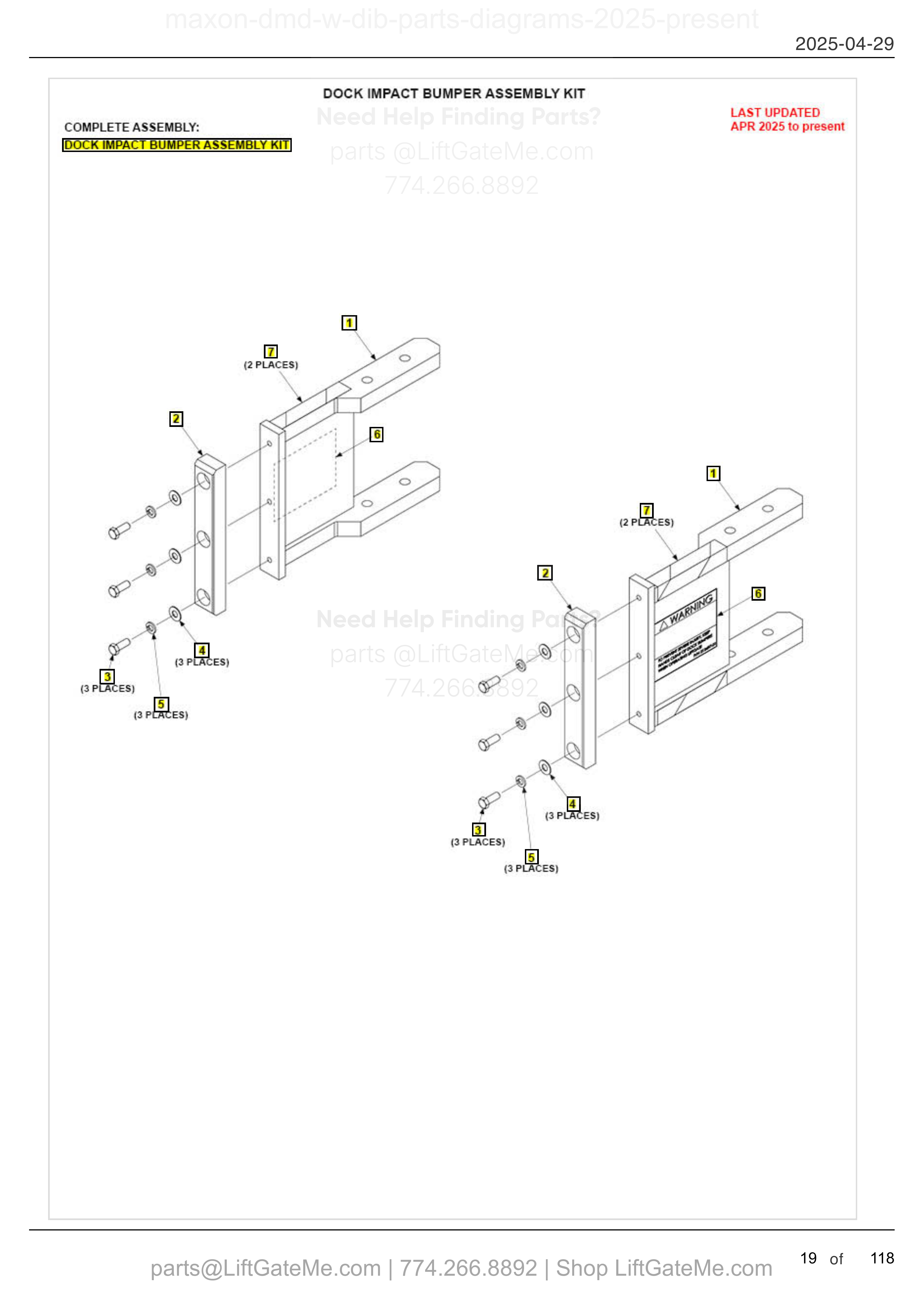 DOCK IMPACT BUMPER ASSEMBLY KIT diagram