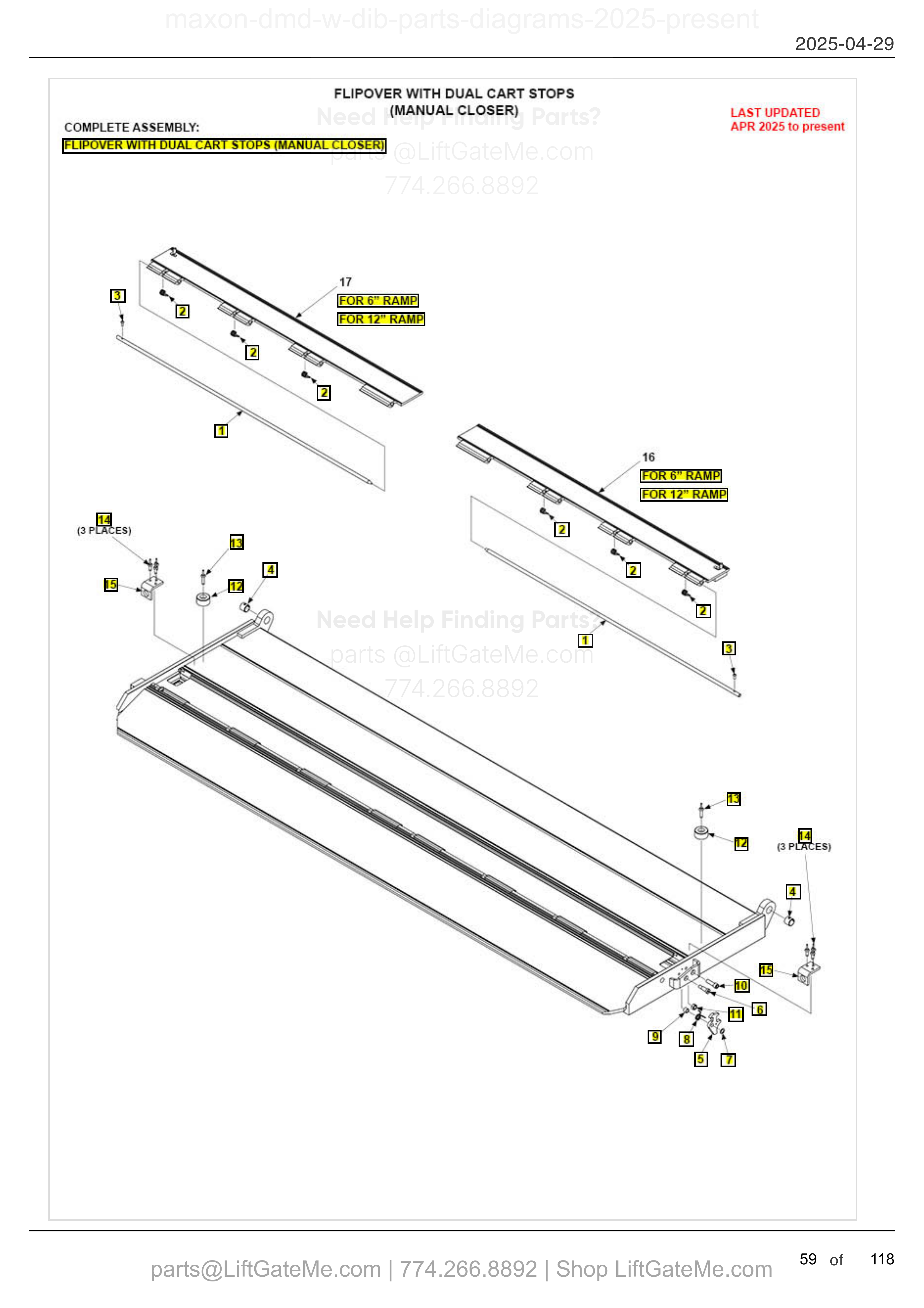 FLIPOVER WITH DUAL CART STOPS (MANUAL CLOSER) diagram