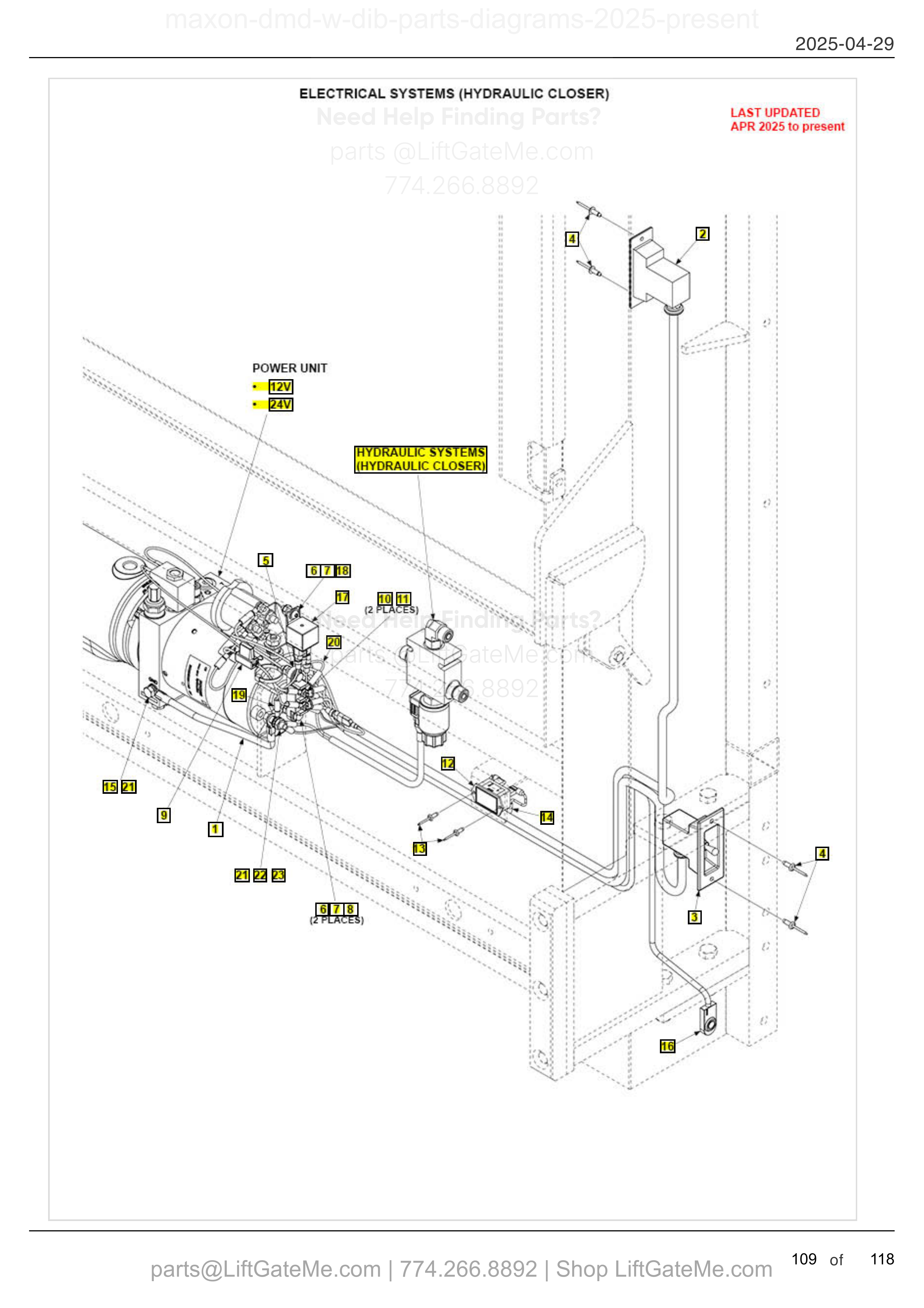 ELECTRICAL SYSTEMS (HYDRAULIC CLOSER) diagram