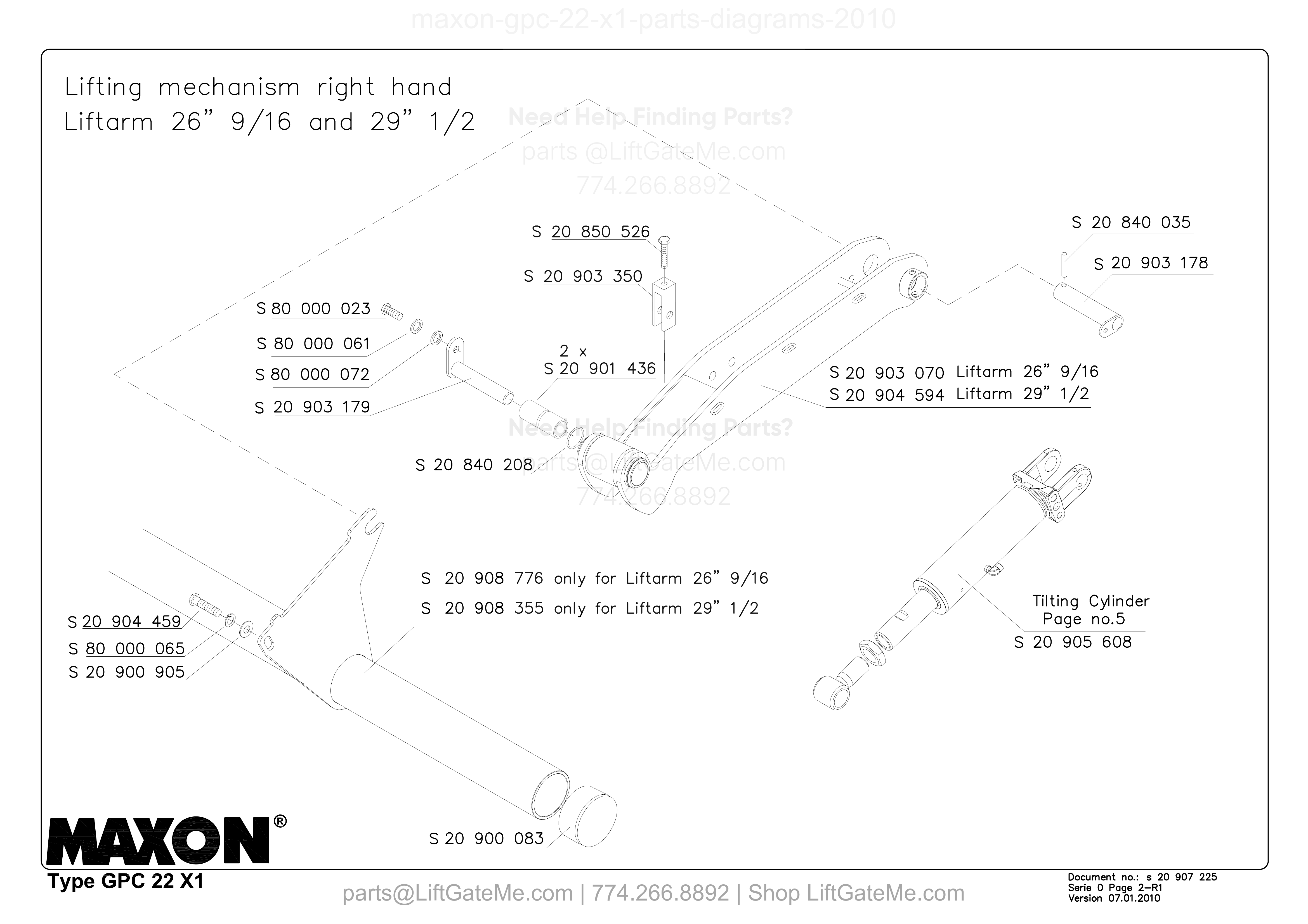 Lifting mechanism right hand diagram