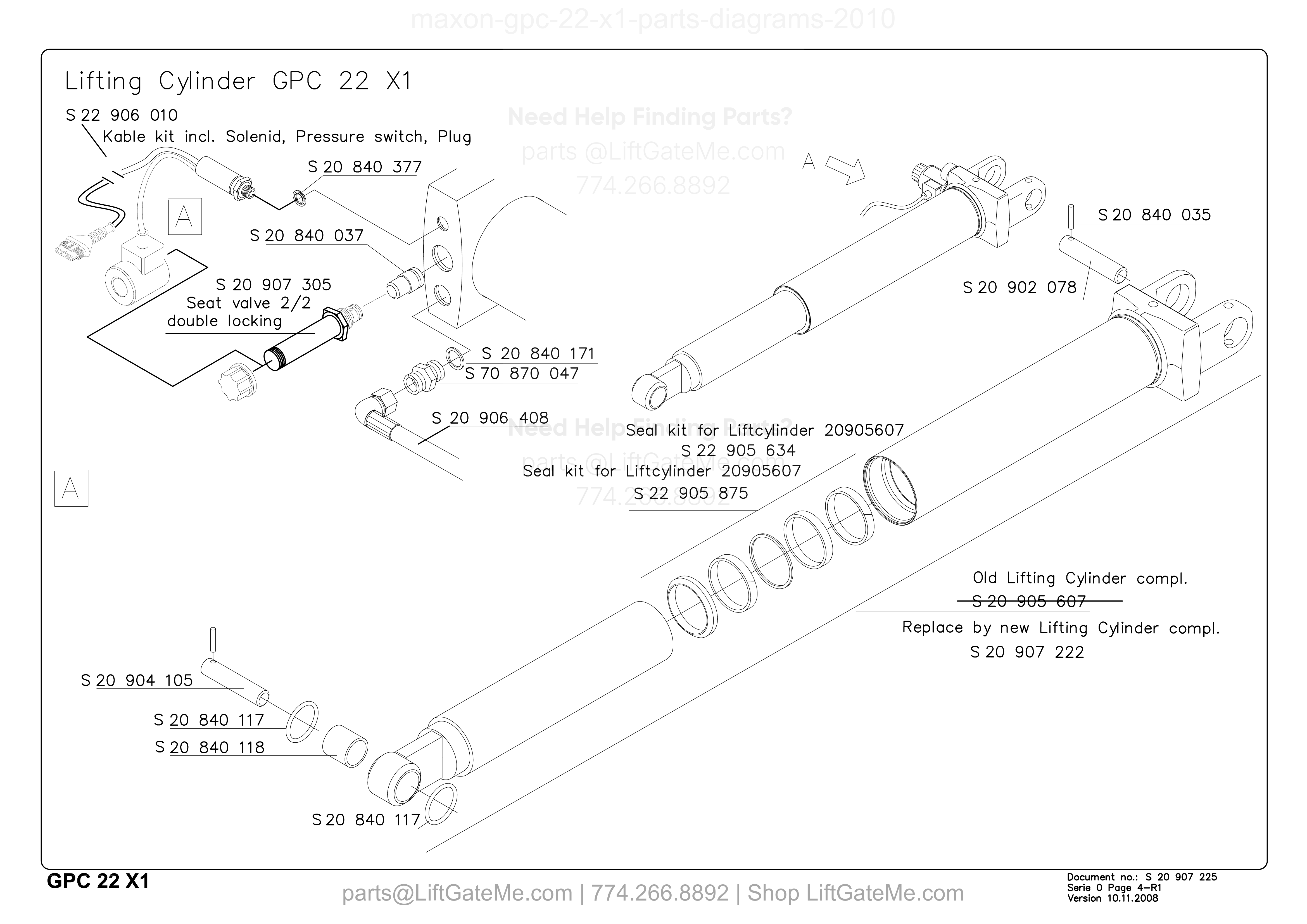 Lifting Cylinder GPC 22 X1 diagram