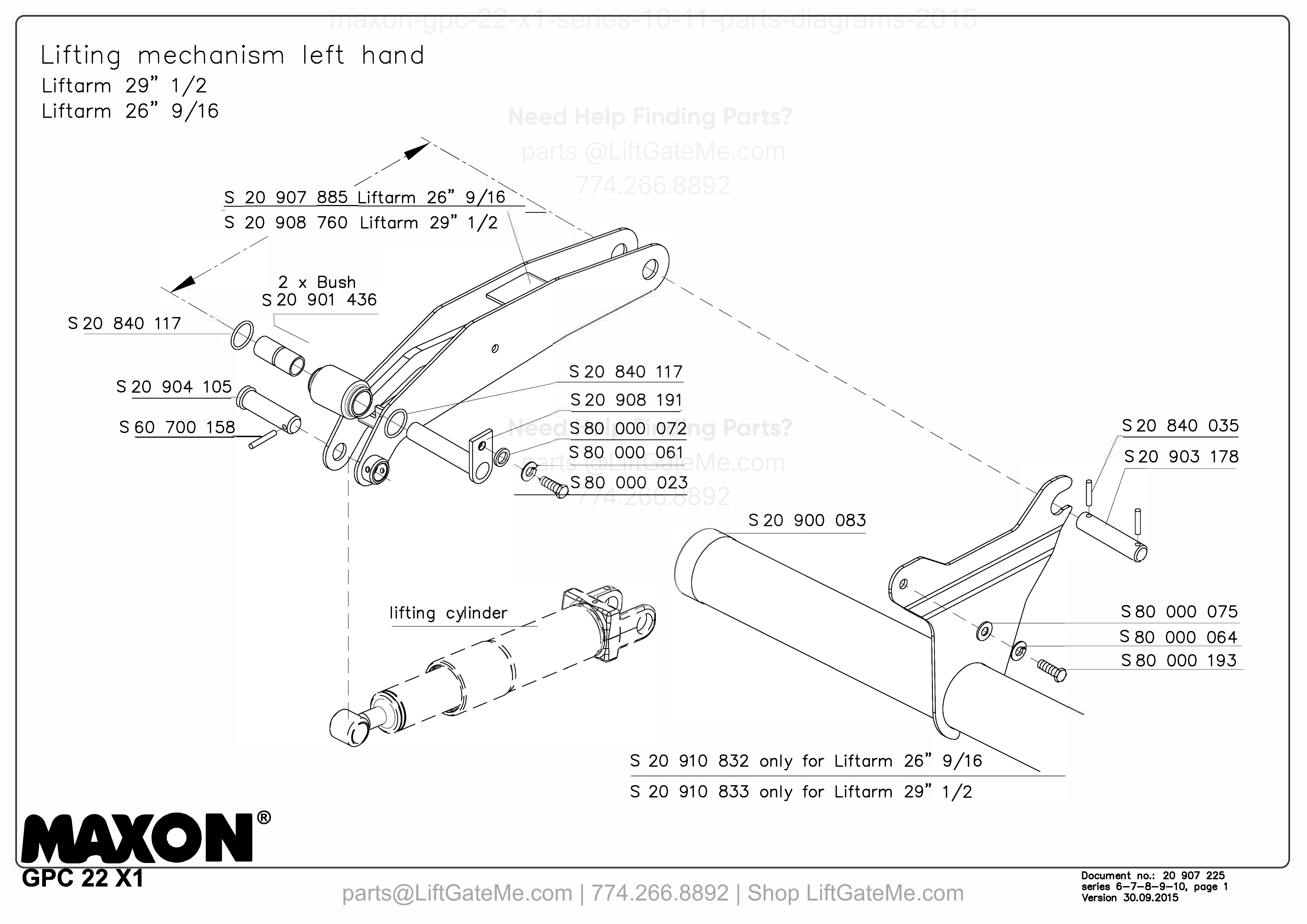 Lifting mechanism left hand diagram