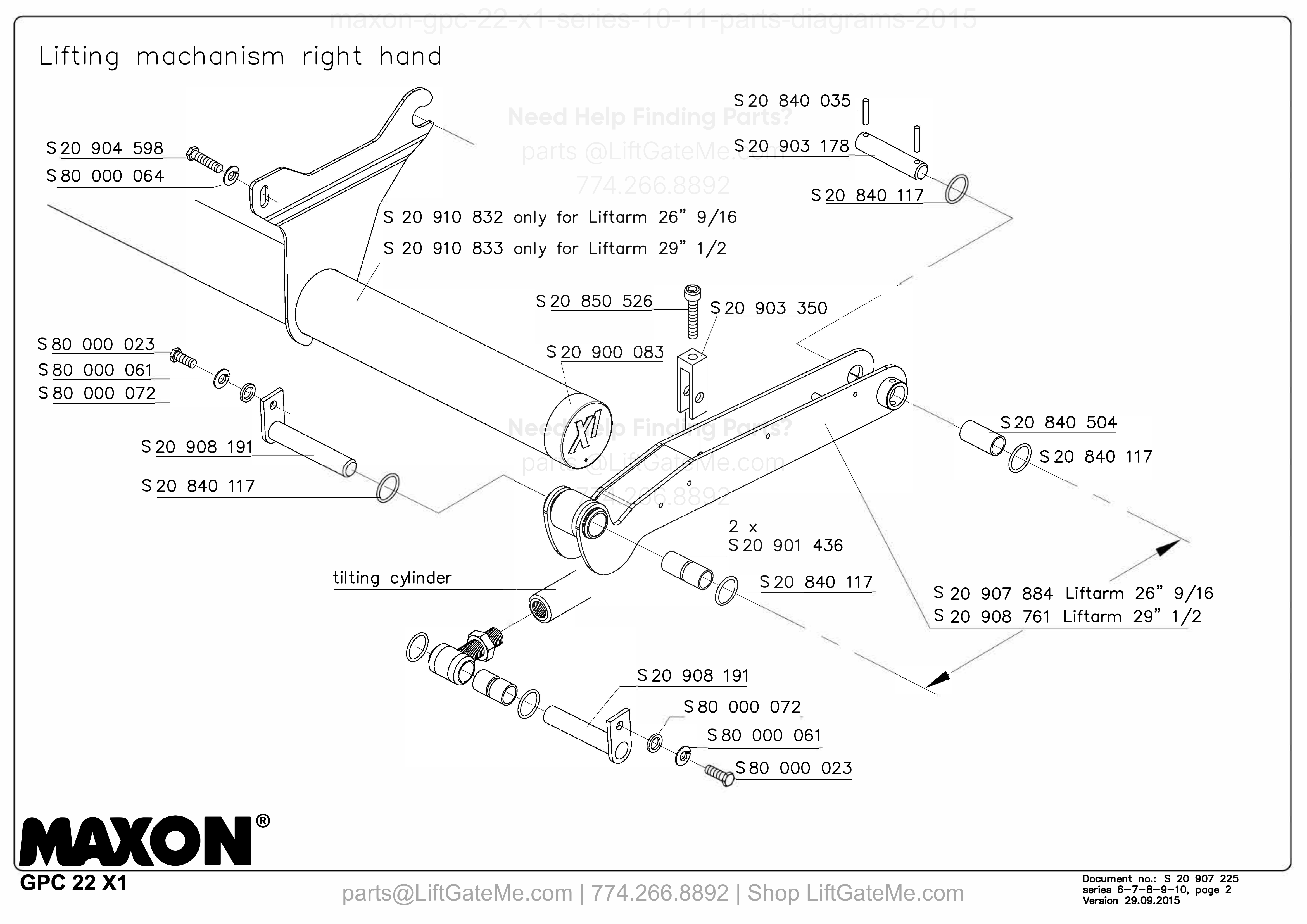 Lifting machanism right hand diagram