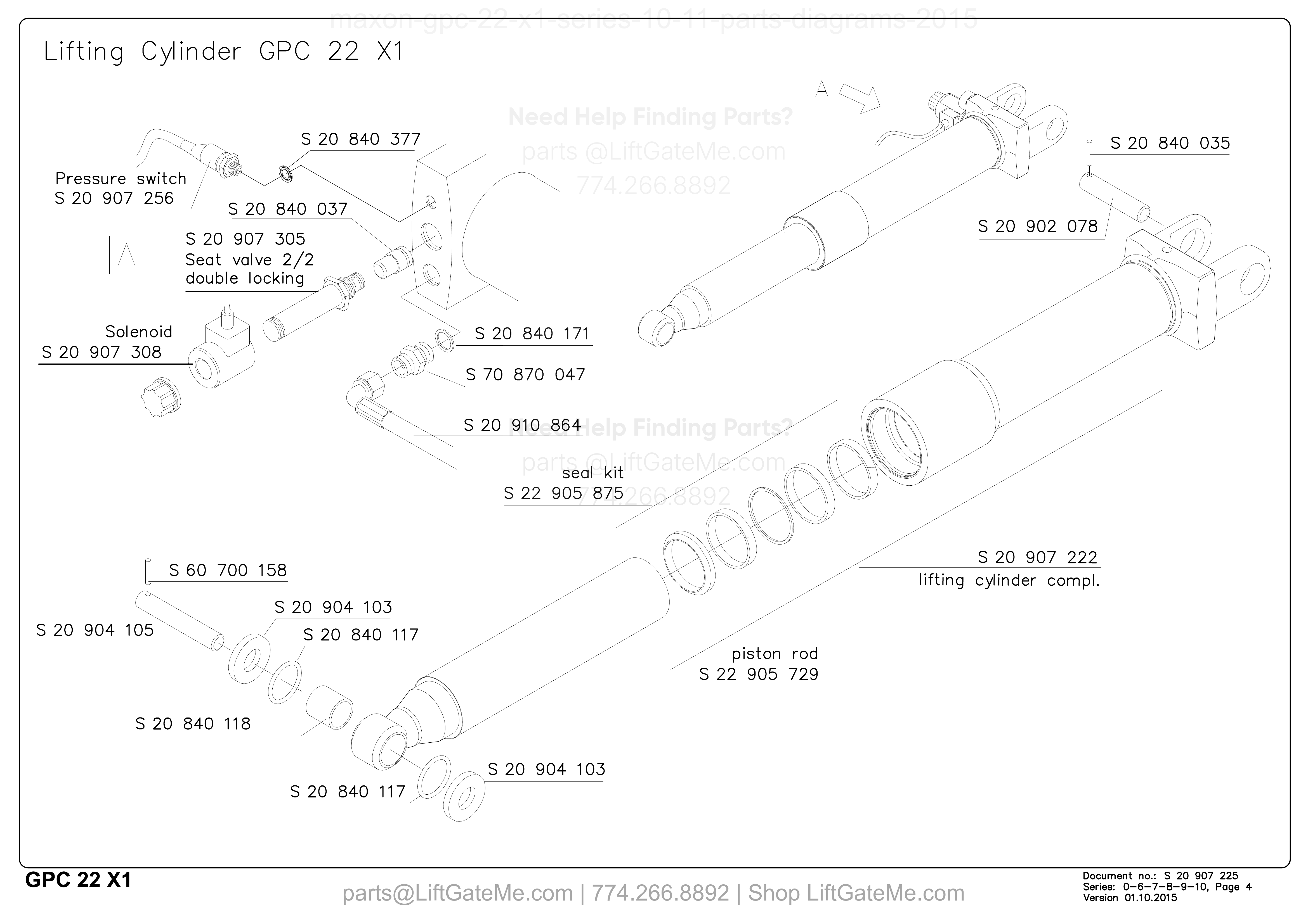 Lifting Cylinder GPC 22 X1 diagram